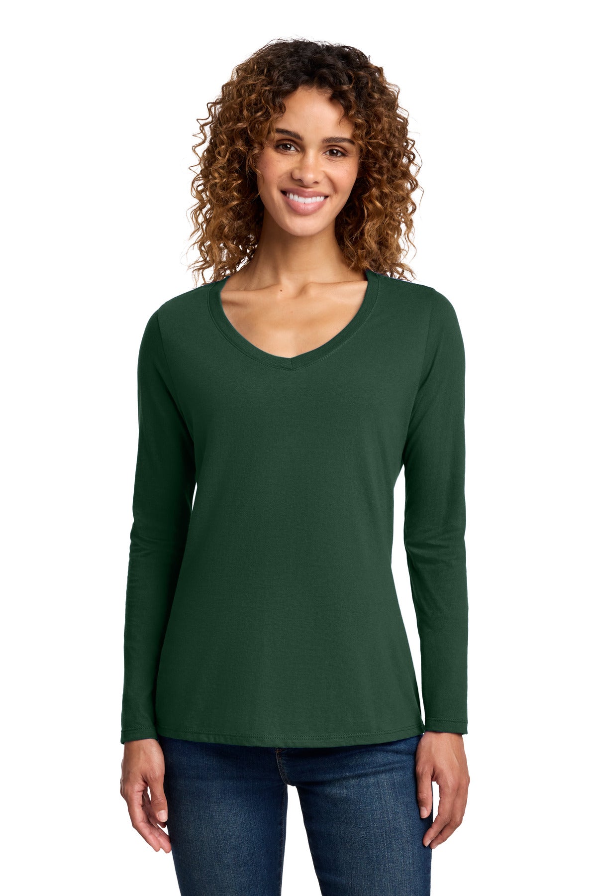 Custom Forest Green Long Sleeve Fan Favorite V-Neck Tee LPC450VLS, personalized by SanCanDo Swag in Argyle, TX