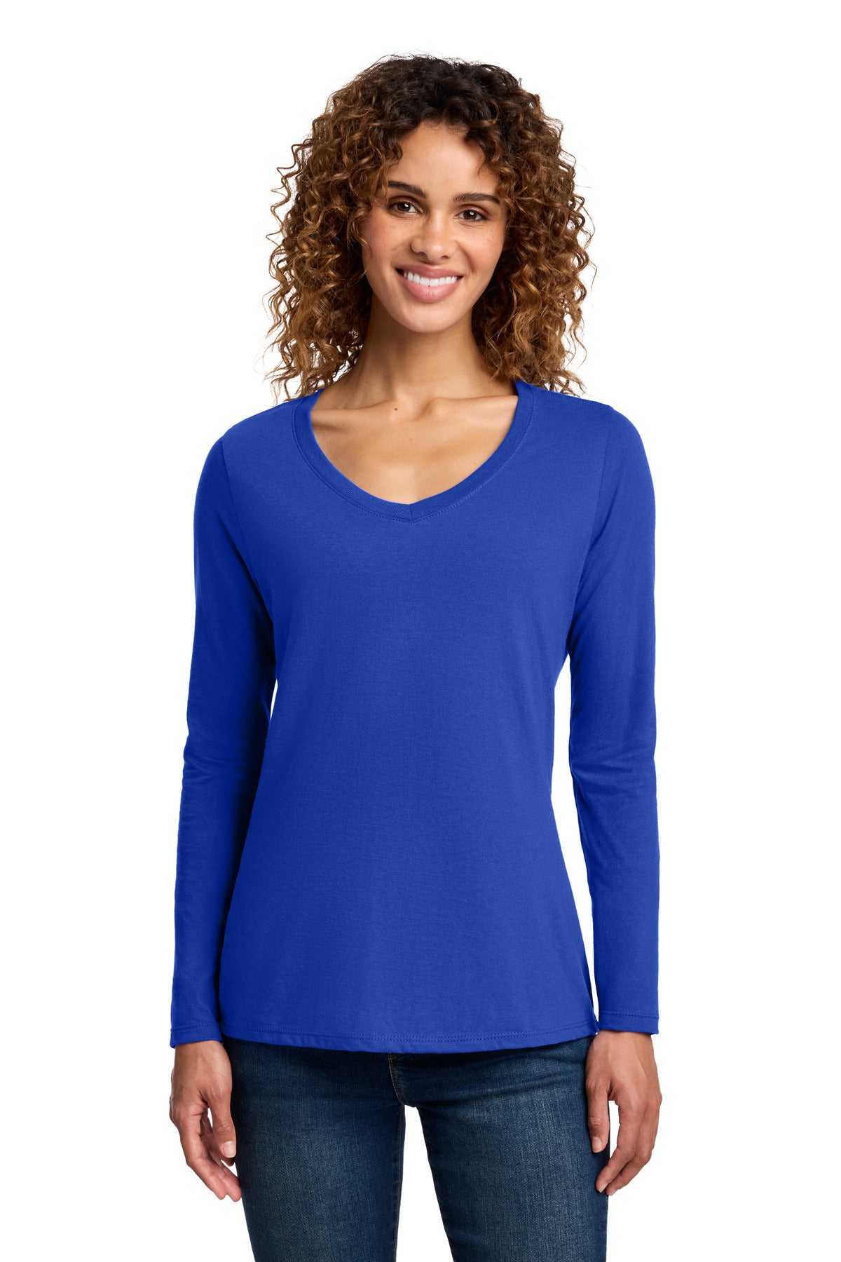 Custom True Royal Long Sleeve Fan Favorite V-Neck Tee LPC450VLS, personalized by SanCanDo Swag in Argyle, TX
