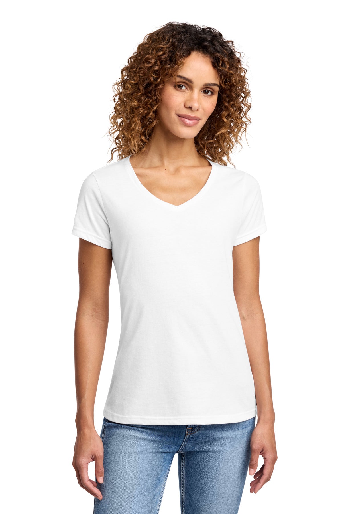 Custom White Women's Fan Favorite Blend V-Neck Tee LPC455V, personalized by SanCanDo Swag in Argyle, TX