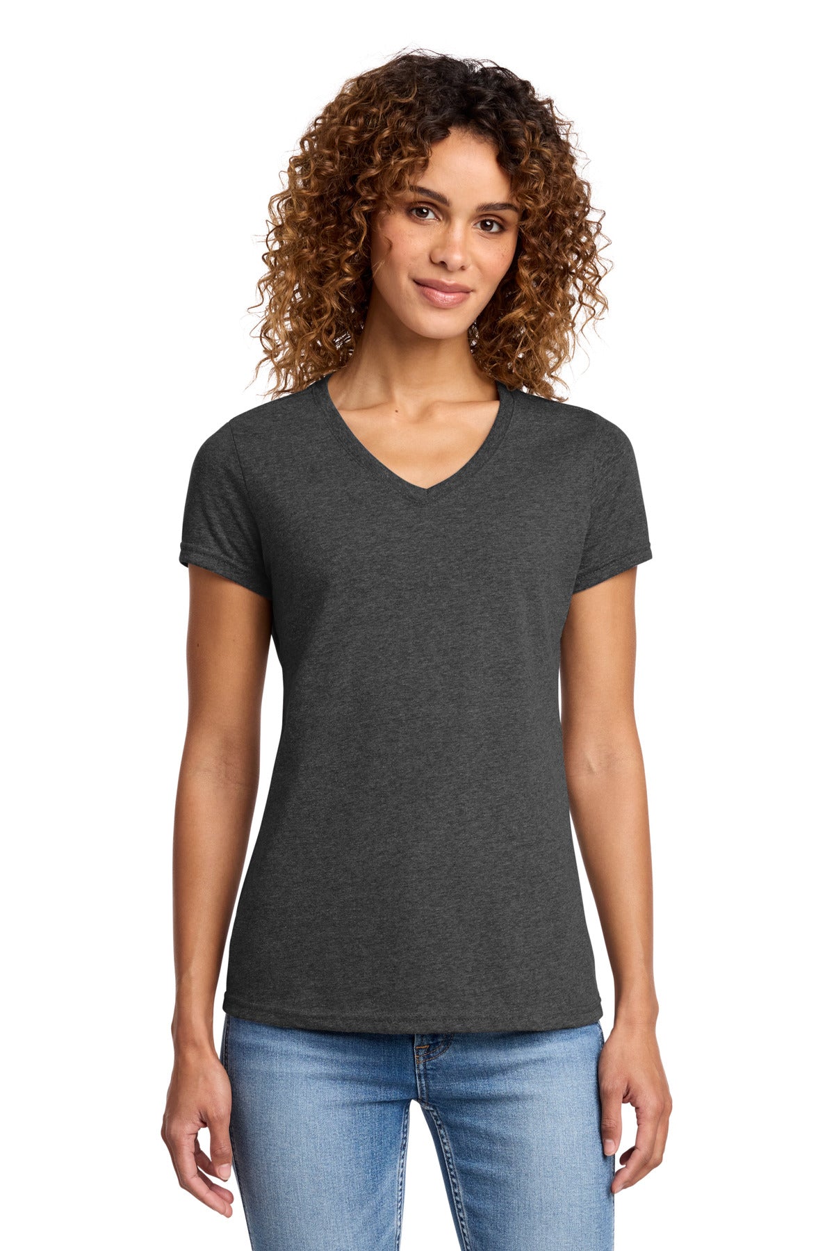 Custom Black Heather Women's Fan Favorite Blend V-Neck Tee LPC455V, personalized by SanCanDo Swag in Argyle, TX
