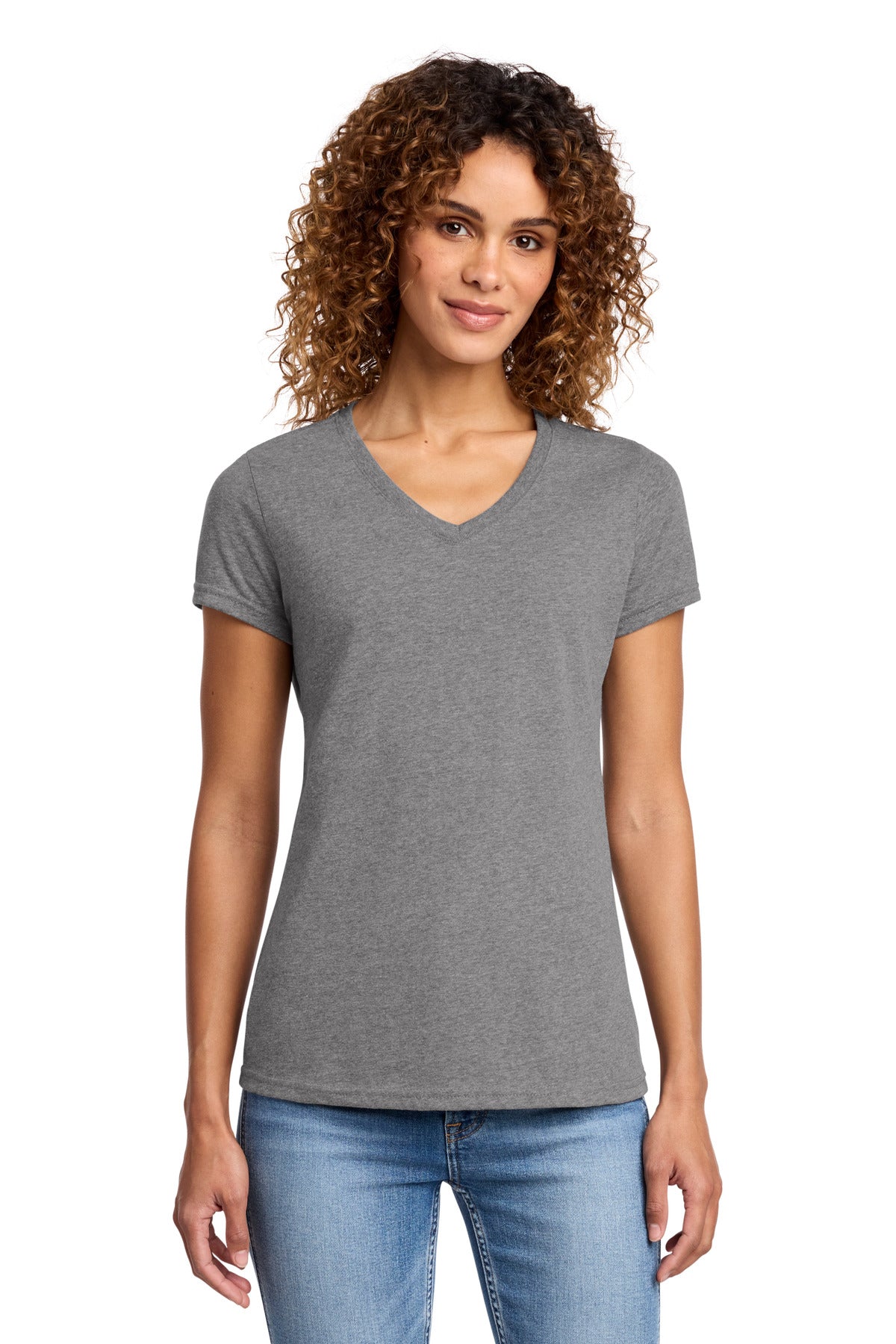 Custom Graphite Heather Women's Fan Favorite Blend V-Neck Tee LPC455V, personalized by SanCanDo Swag in Argyle, TX