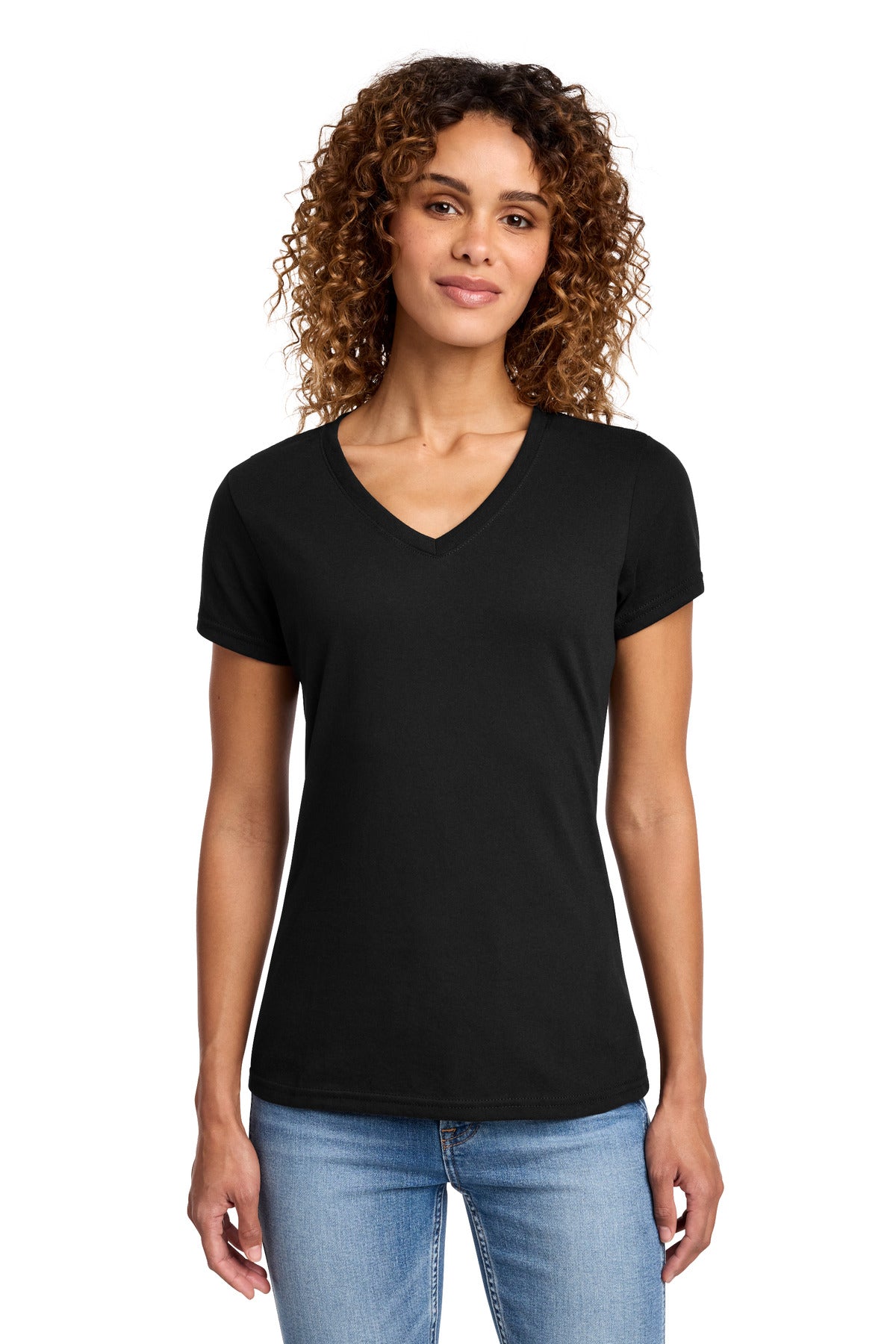 Custom Jet Black Women's Fan Favorite Blend V-Neck Tee LPC455V, personalized by SanCanDo Swag in Argyle, TX