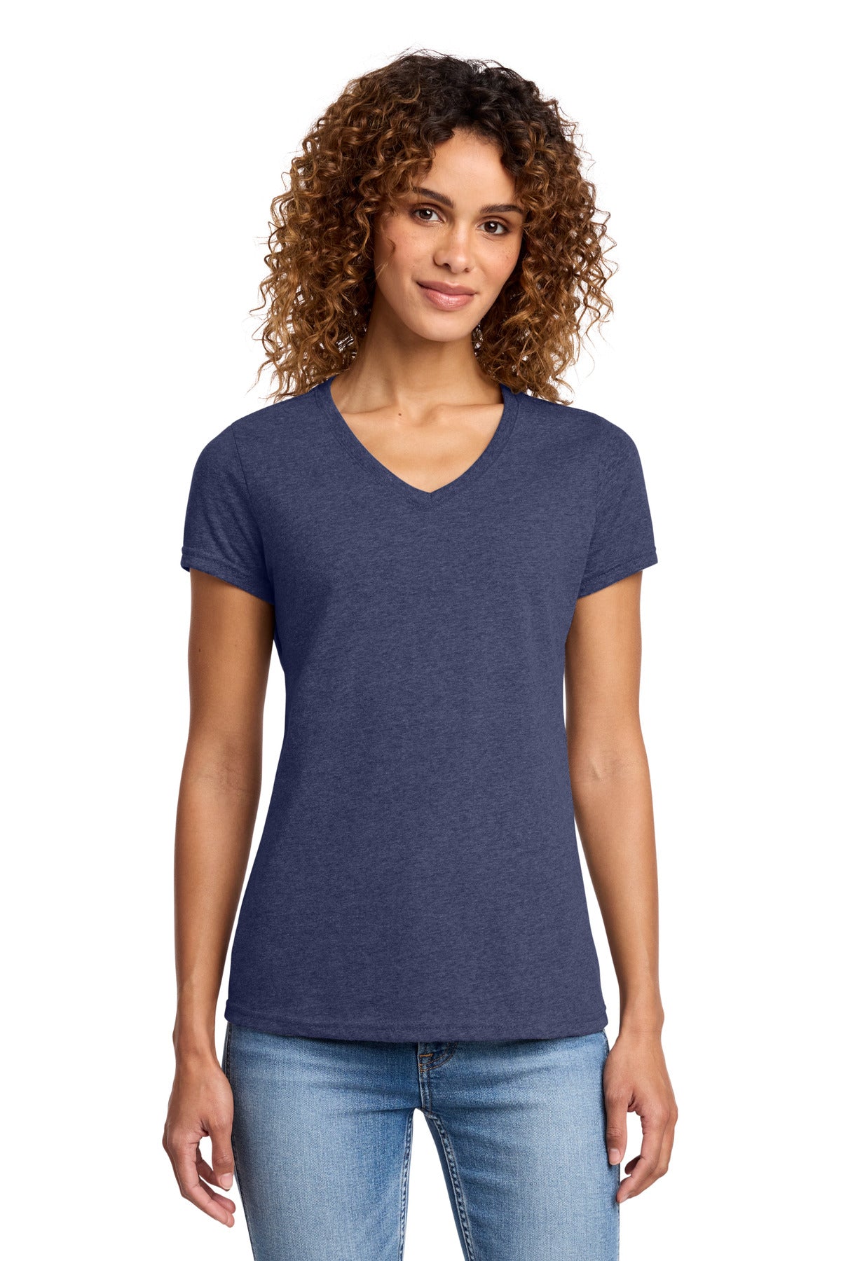 Custom Team Navy Heather Women's Fan Favorite Blend V-Neck Tee LPC455V, personalized by SanCanDo Swag in Argyle, TX