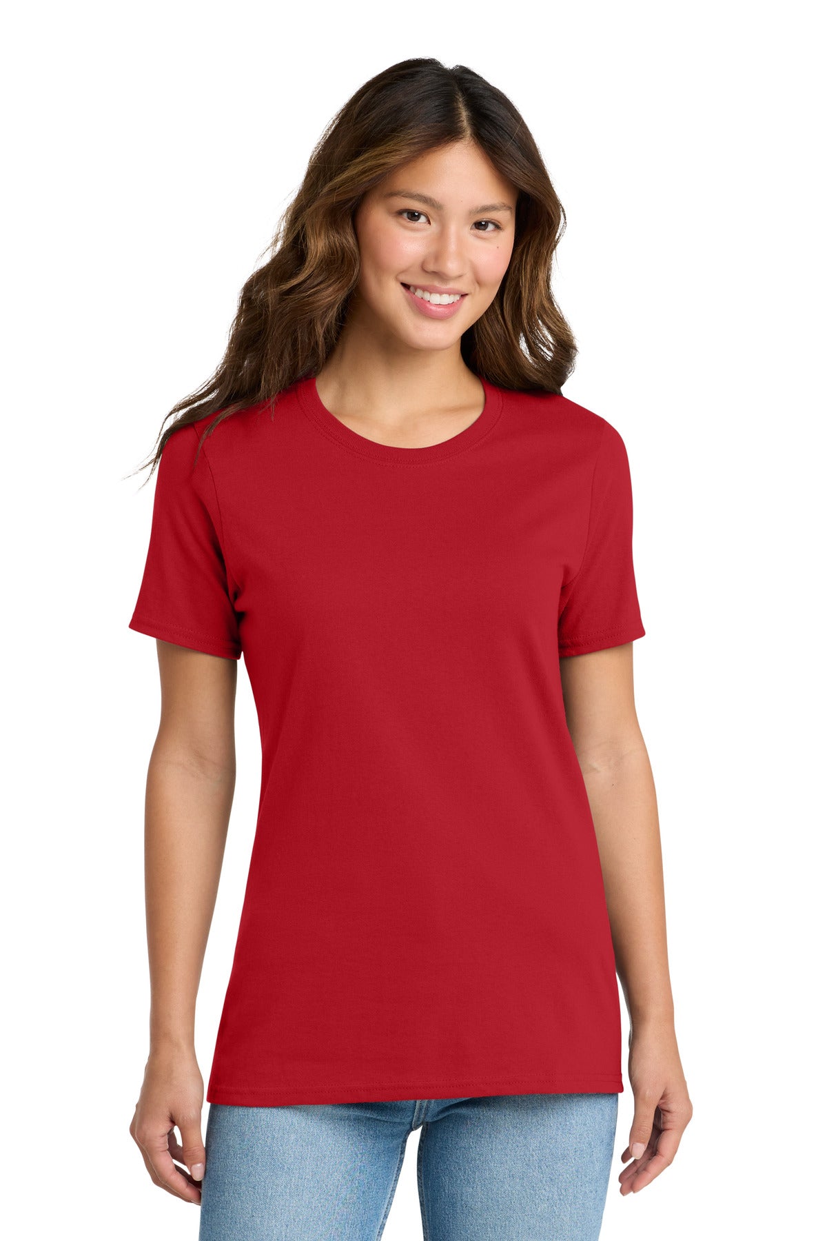 Custom Red Women's Core Cotton Tee LPC54, personalized by SanCanDo Swag in Argyle, TX