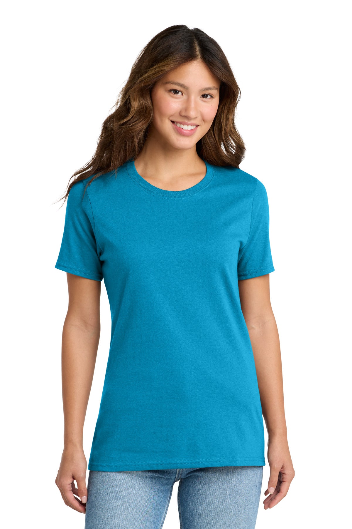 Custom Sapphire Women's Core Cotton Tee LPC54, personalized by SanCanDo Swag in Argyle, TX