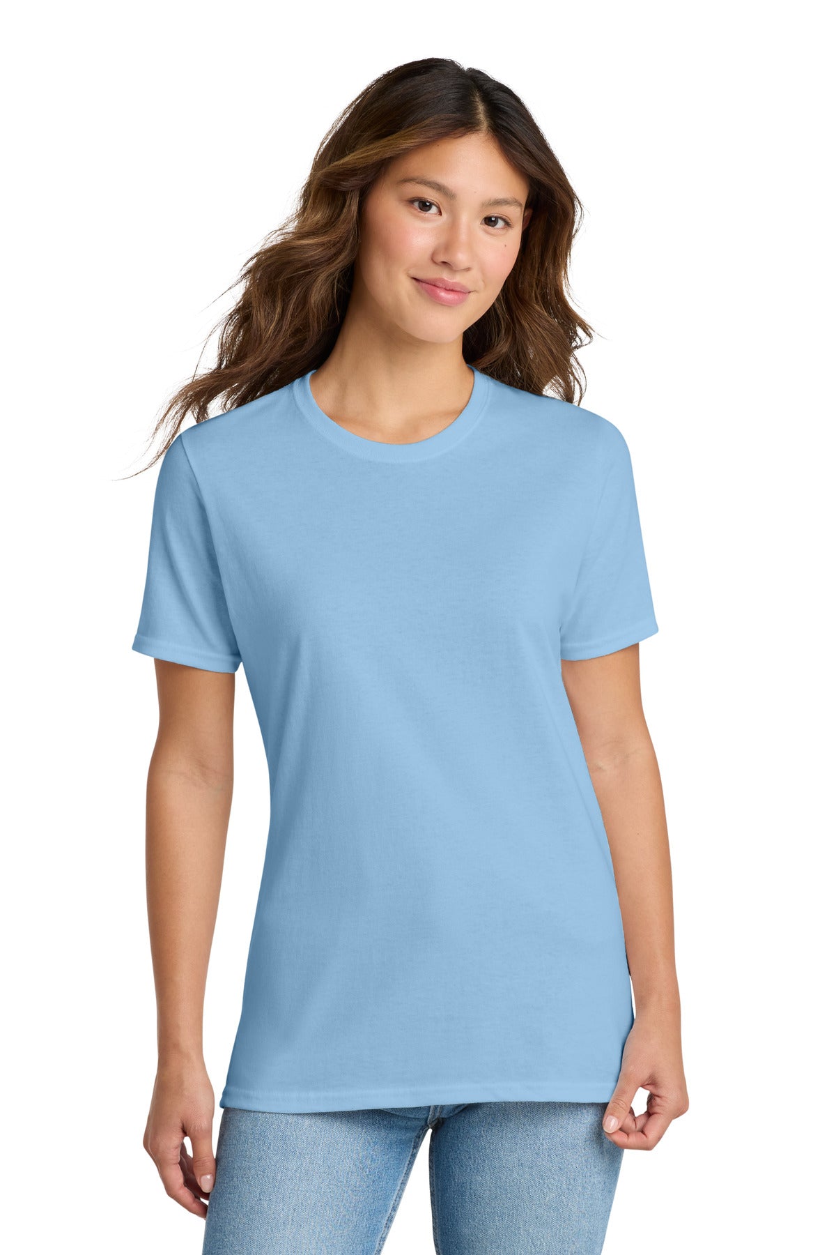 Custom Light Blue Women's Core Cotton Tee LPC54, personalized by SanCanDo Swag in Argyle, TX