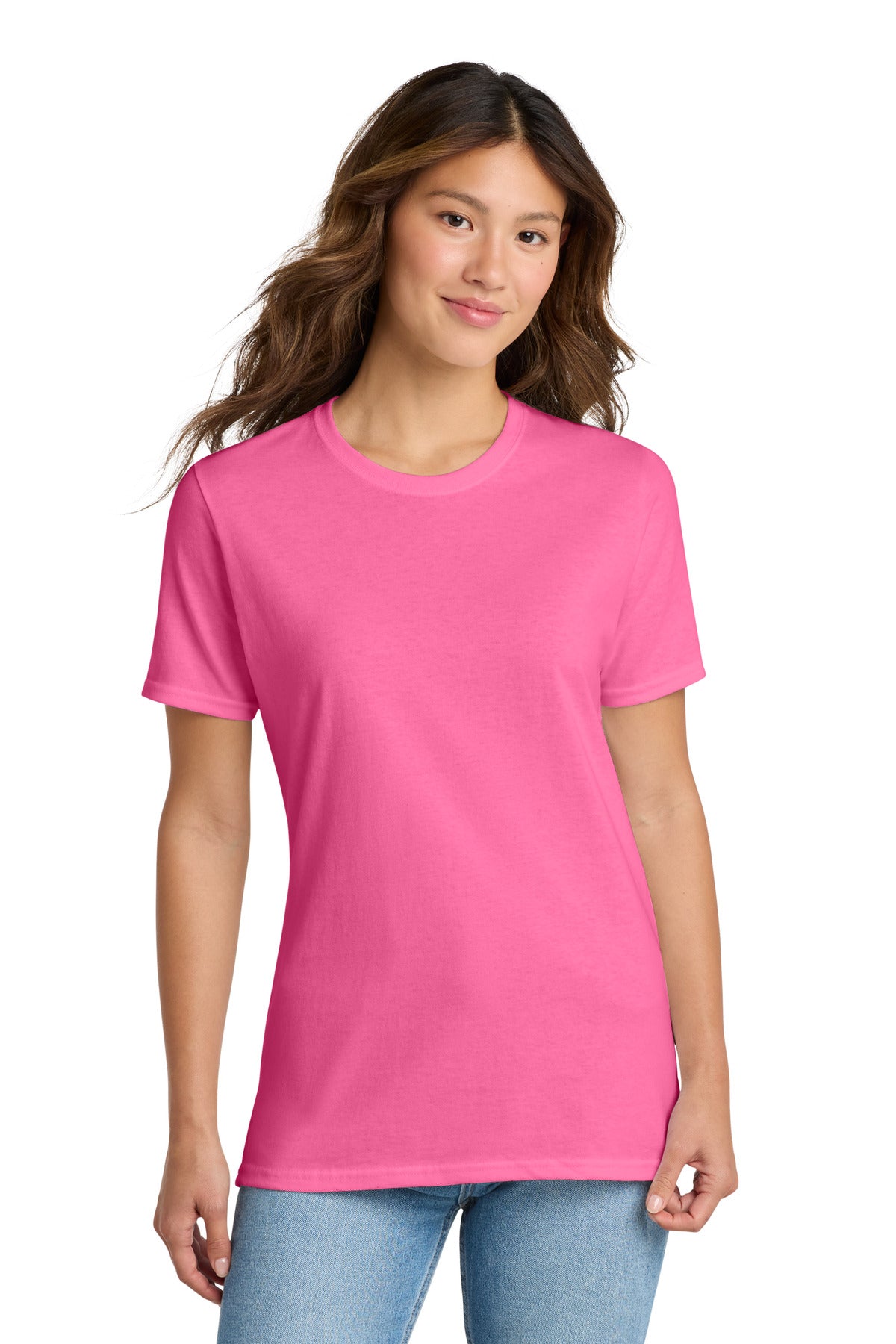 Custom Neon Pink Women's Core Cotton Tee LPC54, personalized by SanCanDo Swag in Argyle, TX