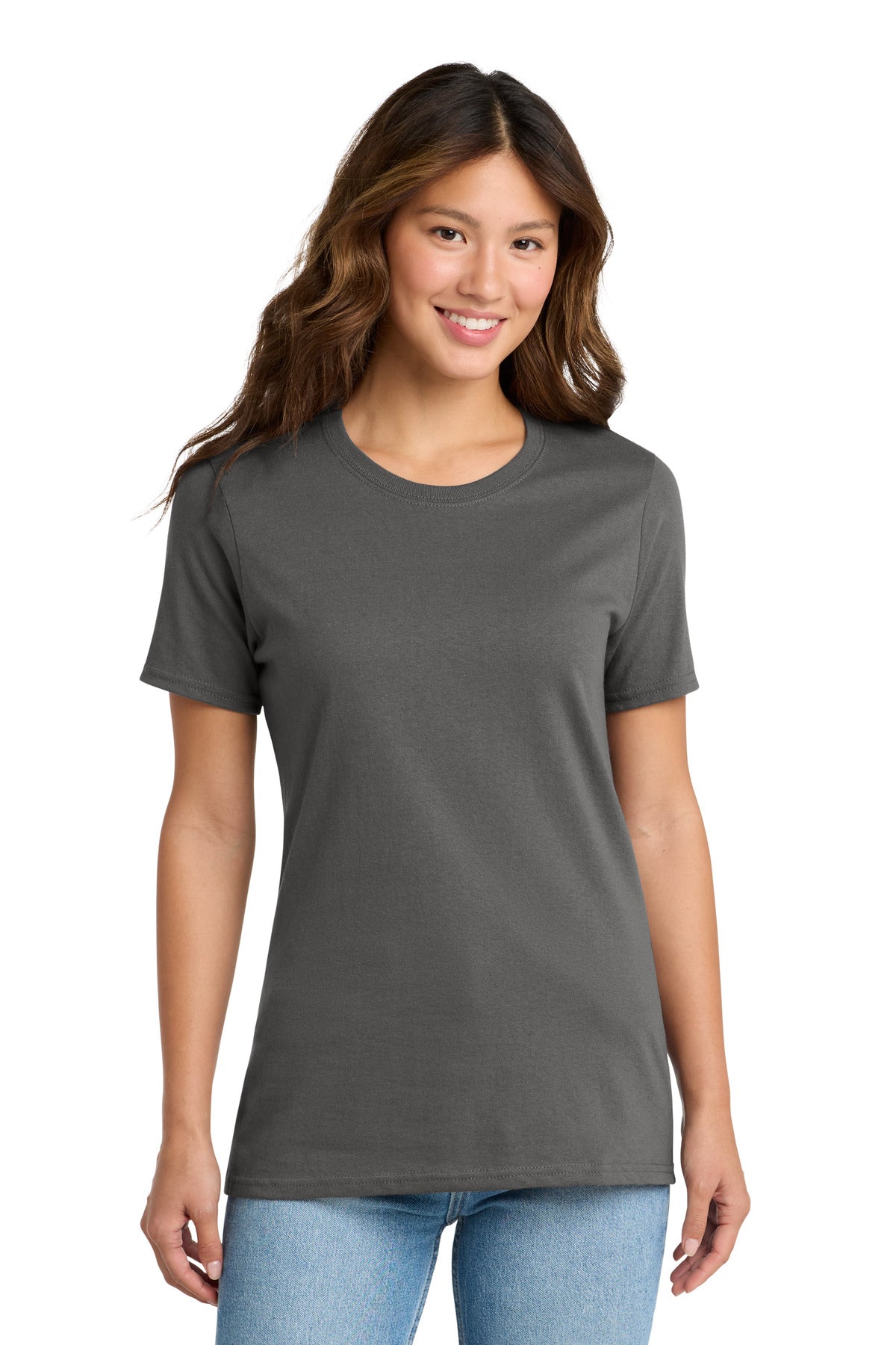 Custom Charcoal Women's Core Cotton Tee LPC54, personalized by SanCanDo Swag in Argyle, TX