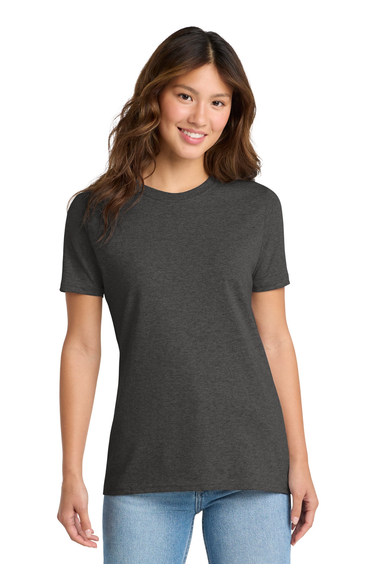 Custom Dark Heather Grey Women's Core Cotton Tee LPC54, personalized by SanCanDo Swag in Argyle, TX