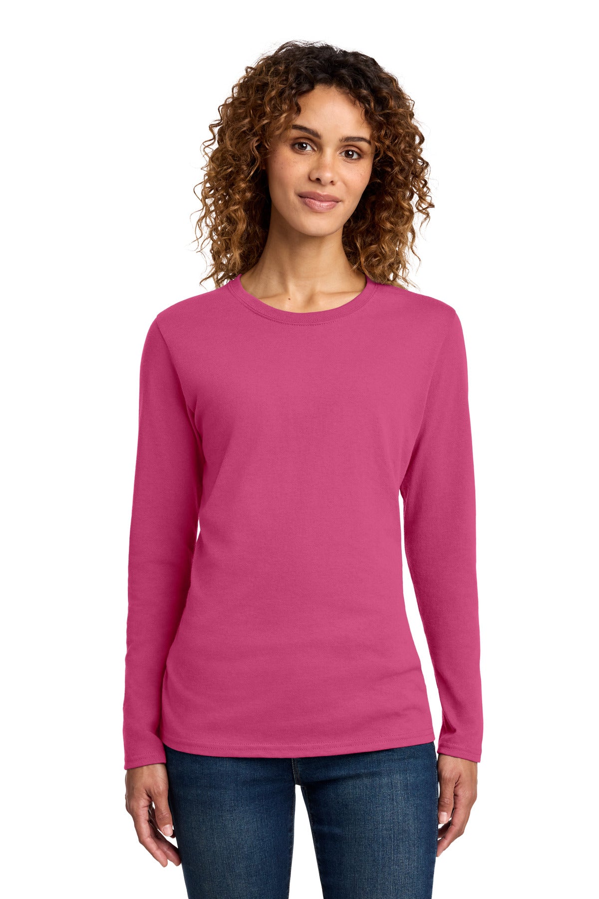 Custom Sangria Women's Long Sleeve Core Cotton Tee LPC54LS, personalized by SanCanDo Swag in Argyle, TX