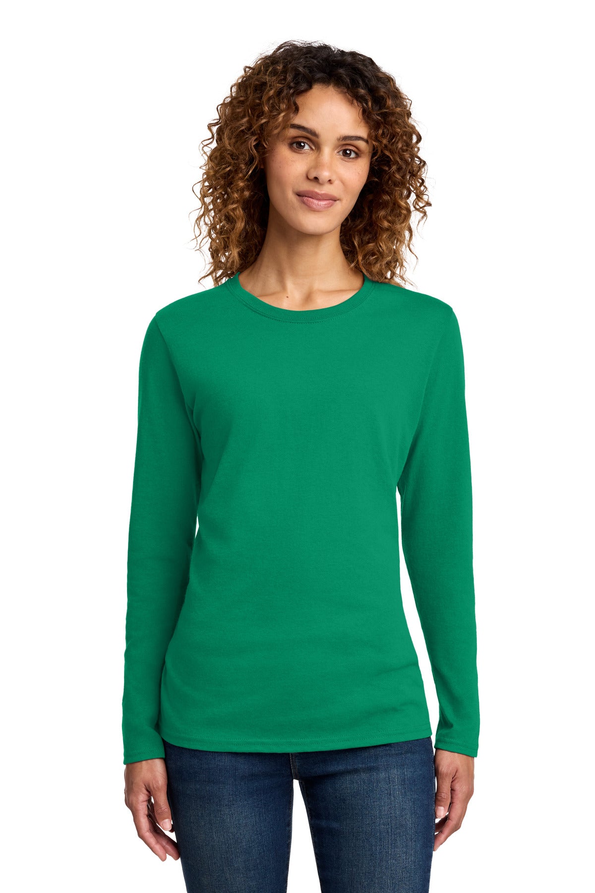 Custom Kelly Women's Long Sleeve Core Cotton Tee LPC54LS, personalized by SanCanDo Swag in Argyle, TX