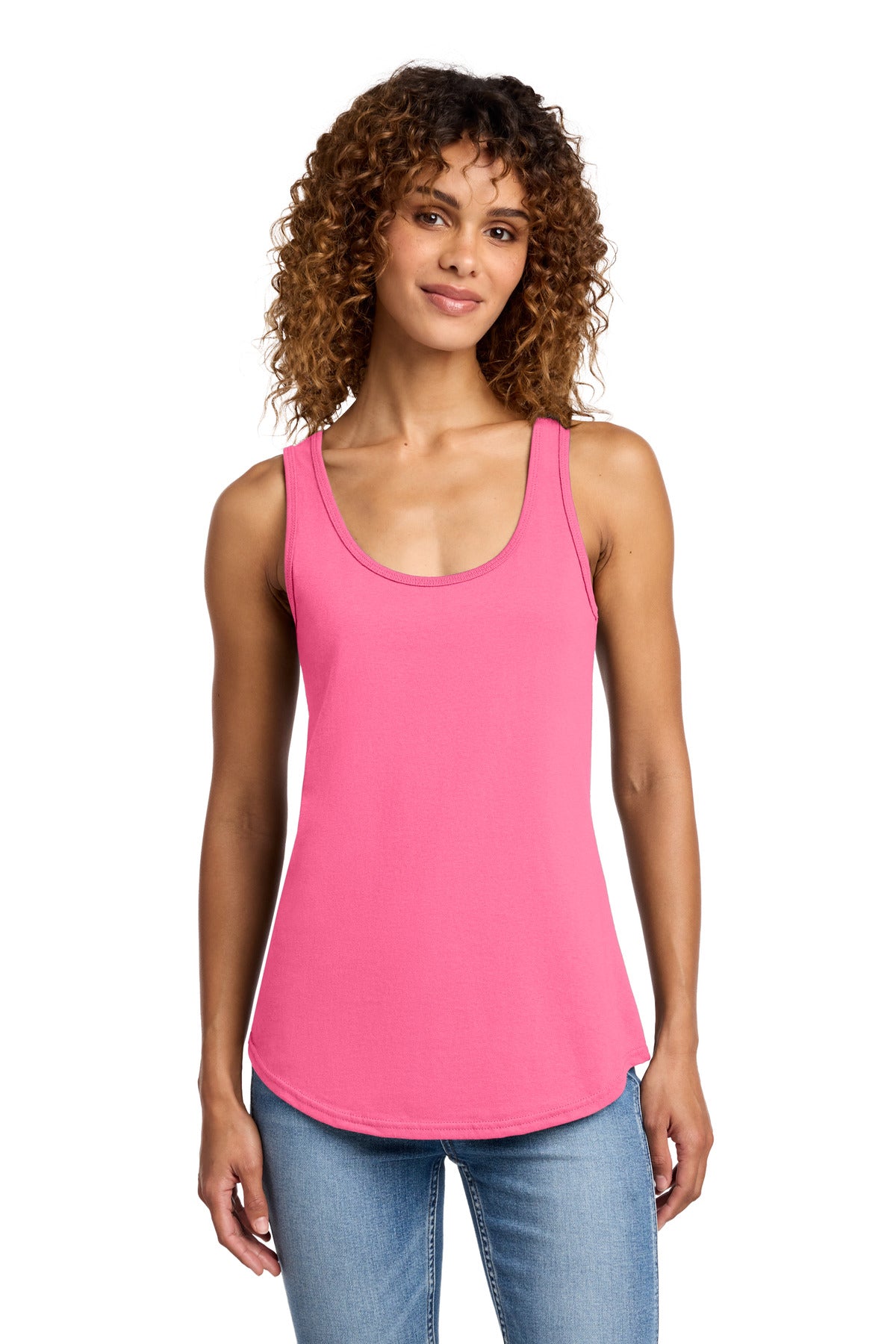 Custom Neon Pink Women's Core Cotton Tank Top LPC54TT, personalized by SanCanDo Swag in Argyle, TX