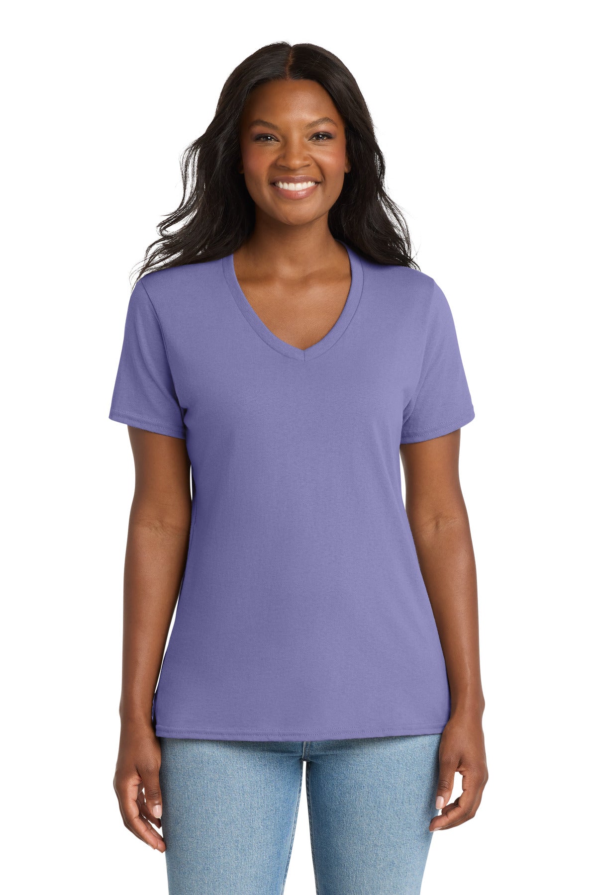 Custom Violet Women's Core Cotton V-Neck Tee LPC54V, personalized by SanCanDo Swag in Argyle, TX