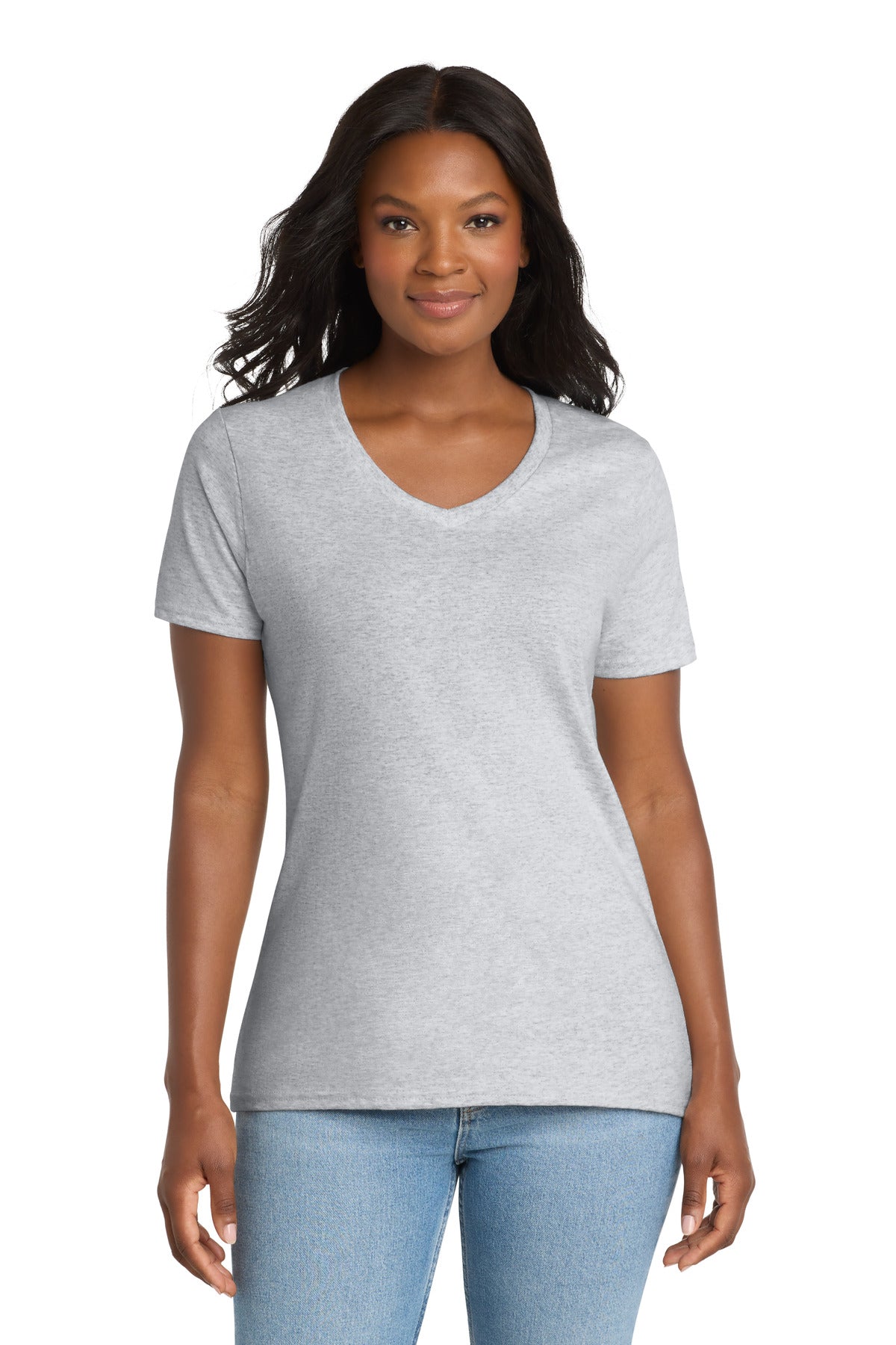 Custom Ash Women's Core Cotton V-Neck Tee LPC54V, personalized by SanCanDo Swag in Argyle, TX