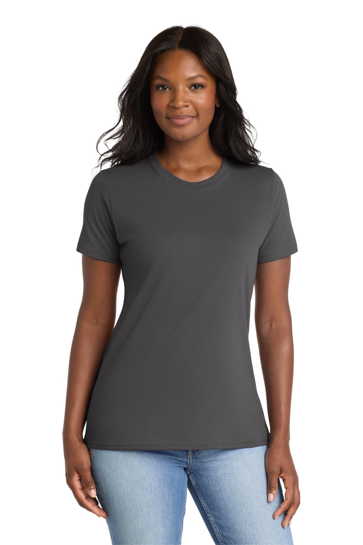 Custom Charcoal Women's Core Blend Tee LPC55, personalized by SanCanDo Swag in Argyle, TX