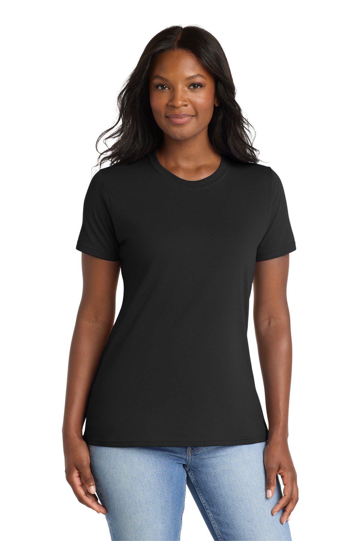 Custom Jet Black Women's Core Blend Tee LPC55, personalized by SanCanDo Swag in Argyle, TX