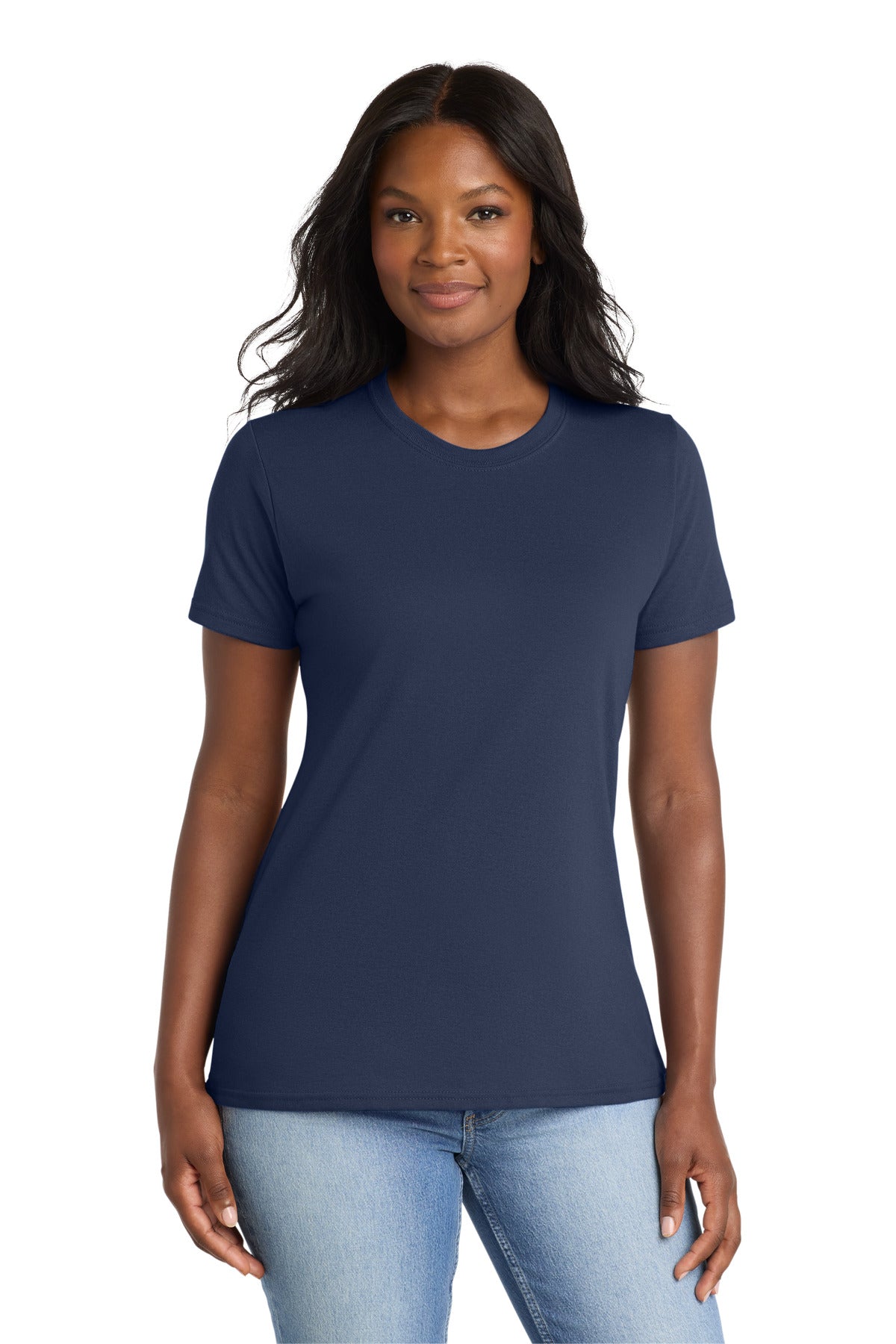 Custom Navy Women's Core Blend Tee LPC55, personalized by SanCanDo Swag in Argyle, TX
