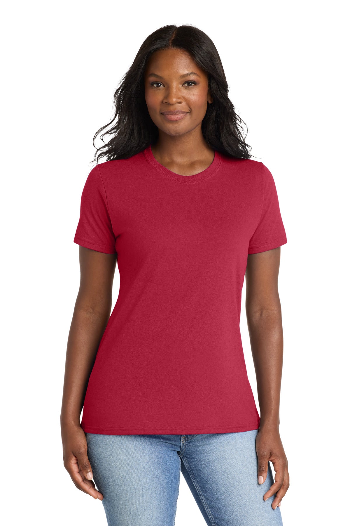 Custom Red Women's Core Blend Tee LPC55, personalized by SanCanDo Swag in Argyle, TX