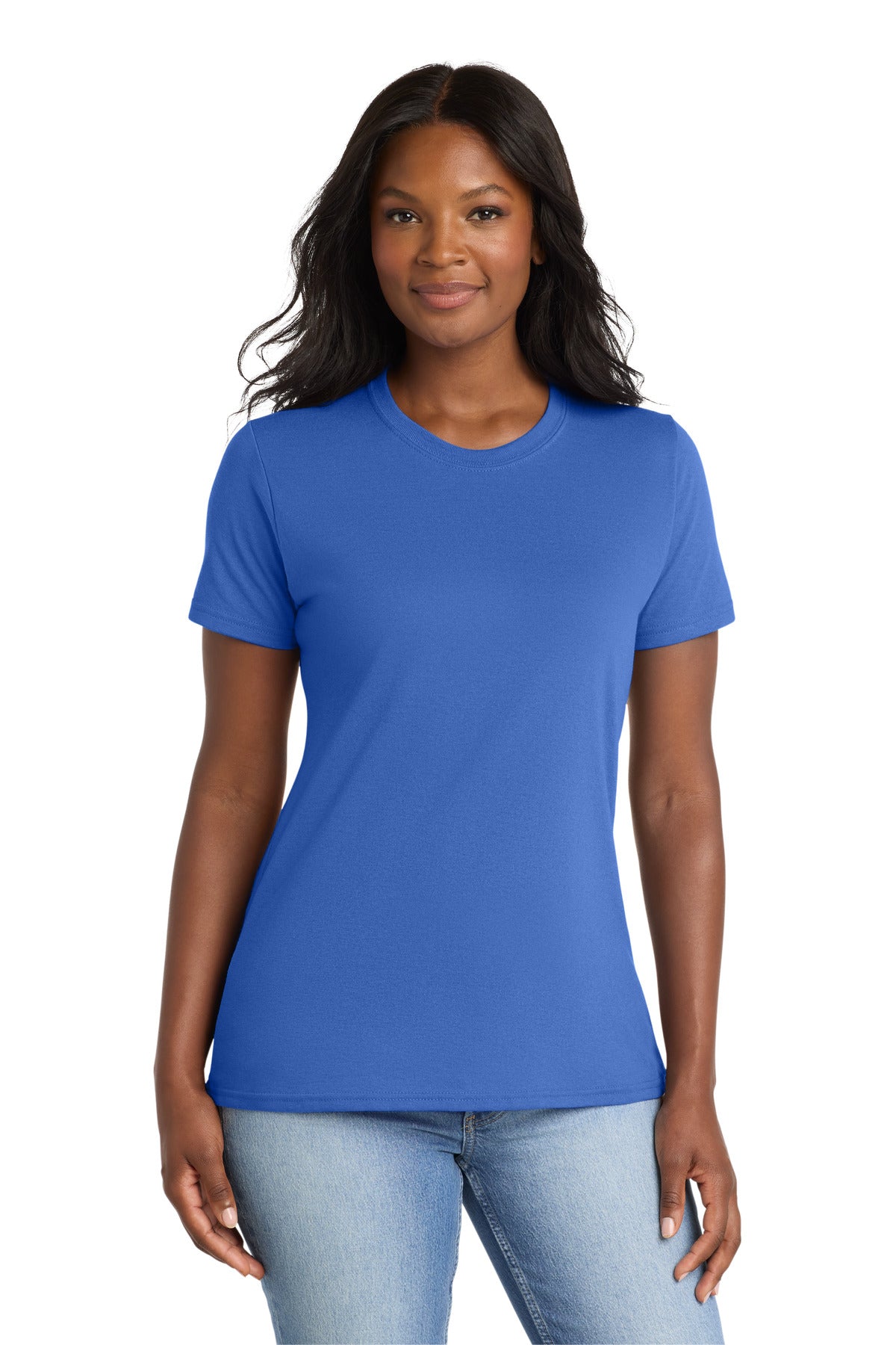 Custom Royal Women's Core Blend Tee LPC55, personalized by SanCanDo Swag in Argyle, TX