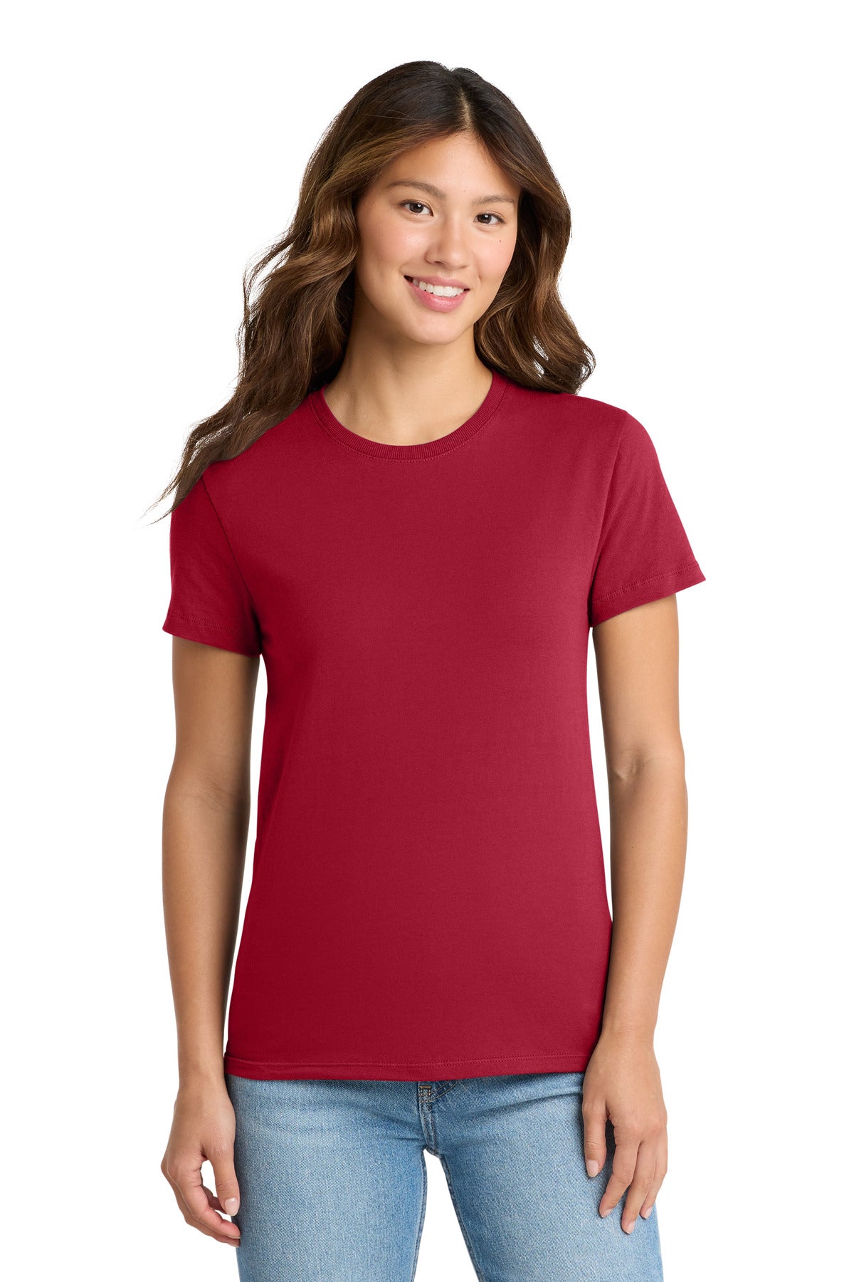 Custom Red Women's Essential Tee LPC61, personalized by SanCanDo Swag in Argyle, TX
