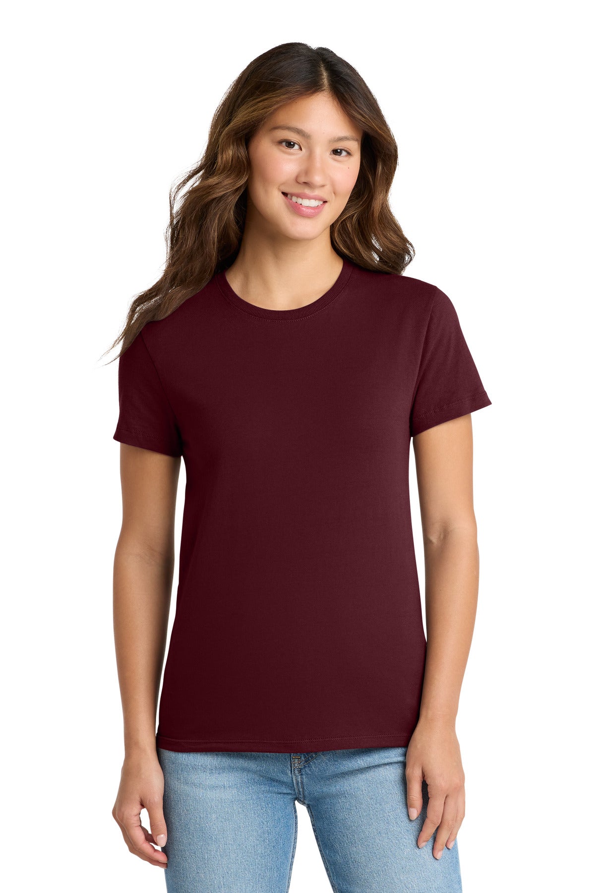 Custom Athletic Maroon Women's Essential Tee LPC61, personalized by SanCanDo Swag in Argyle, TX