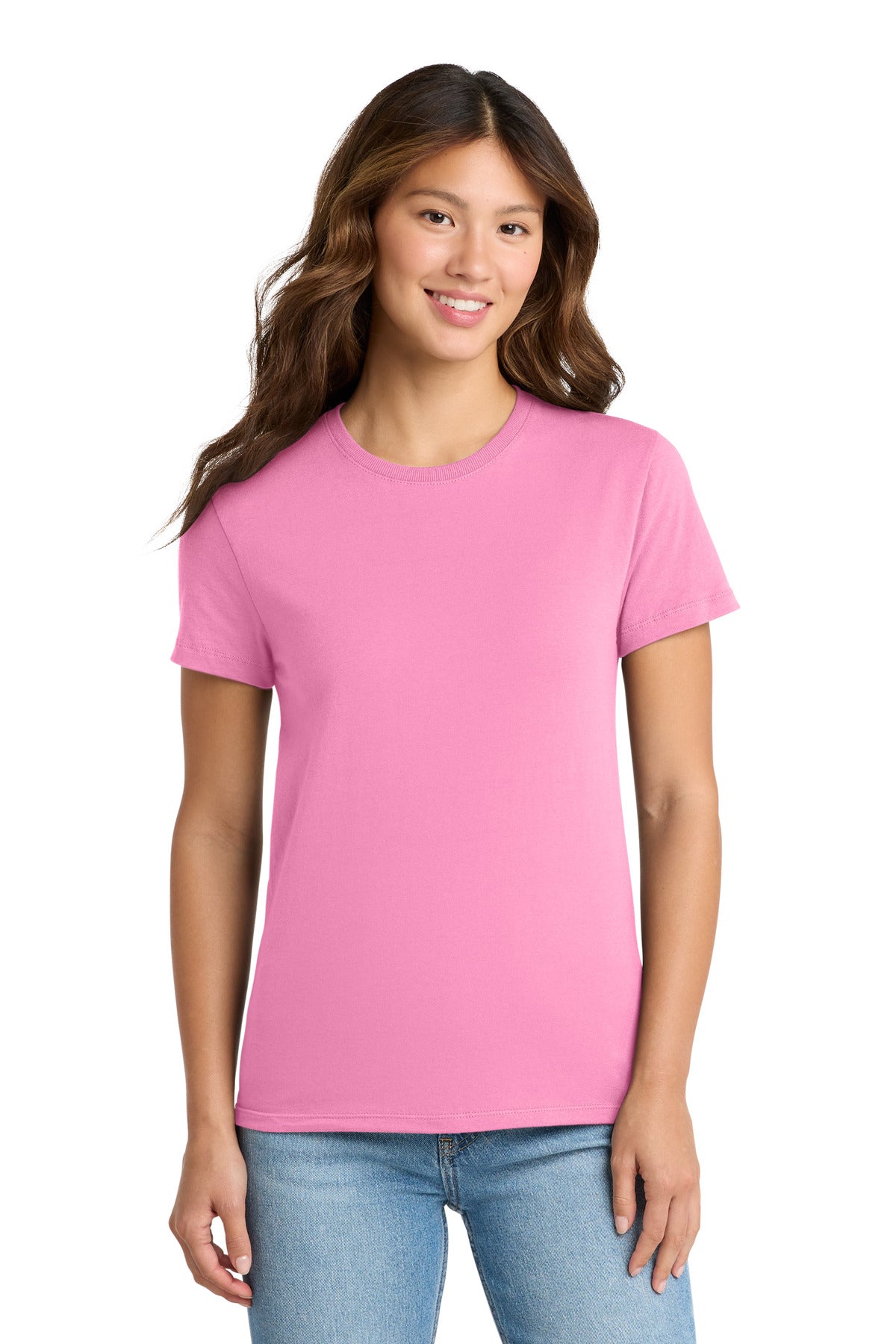 Custom Candy Pink Women's Essential Tee LPC61, personalized by SanCanDo Swag in Argyle, TX