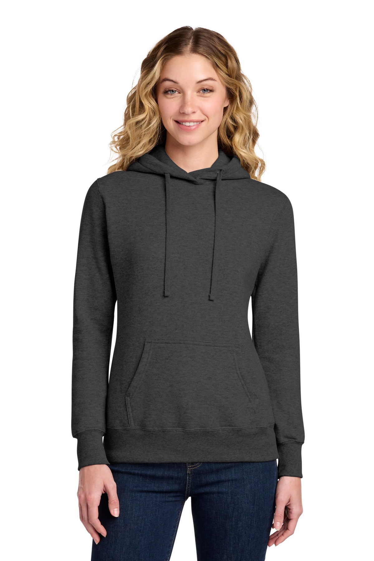 Custom Dark Heather Grey Women's Core Fleece Hoodie LPC78H, personalized by SanCanDo Swag in Argyle, TX