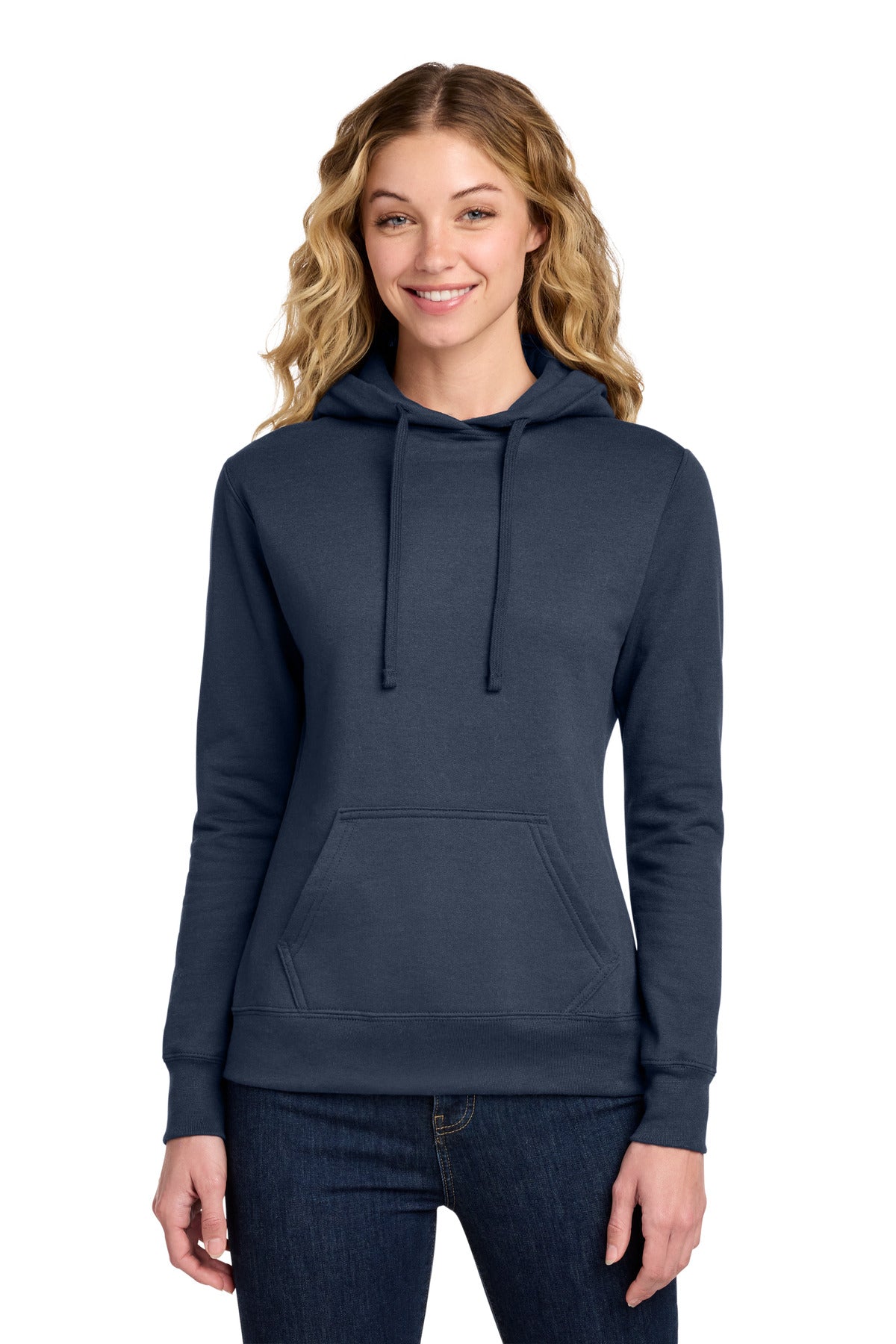 Custom Navy Women's Core Fleece Hoodie LPC78H, personalized by SanCanDo Swag in Argyle, TX