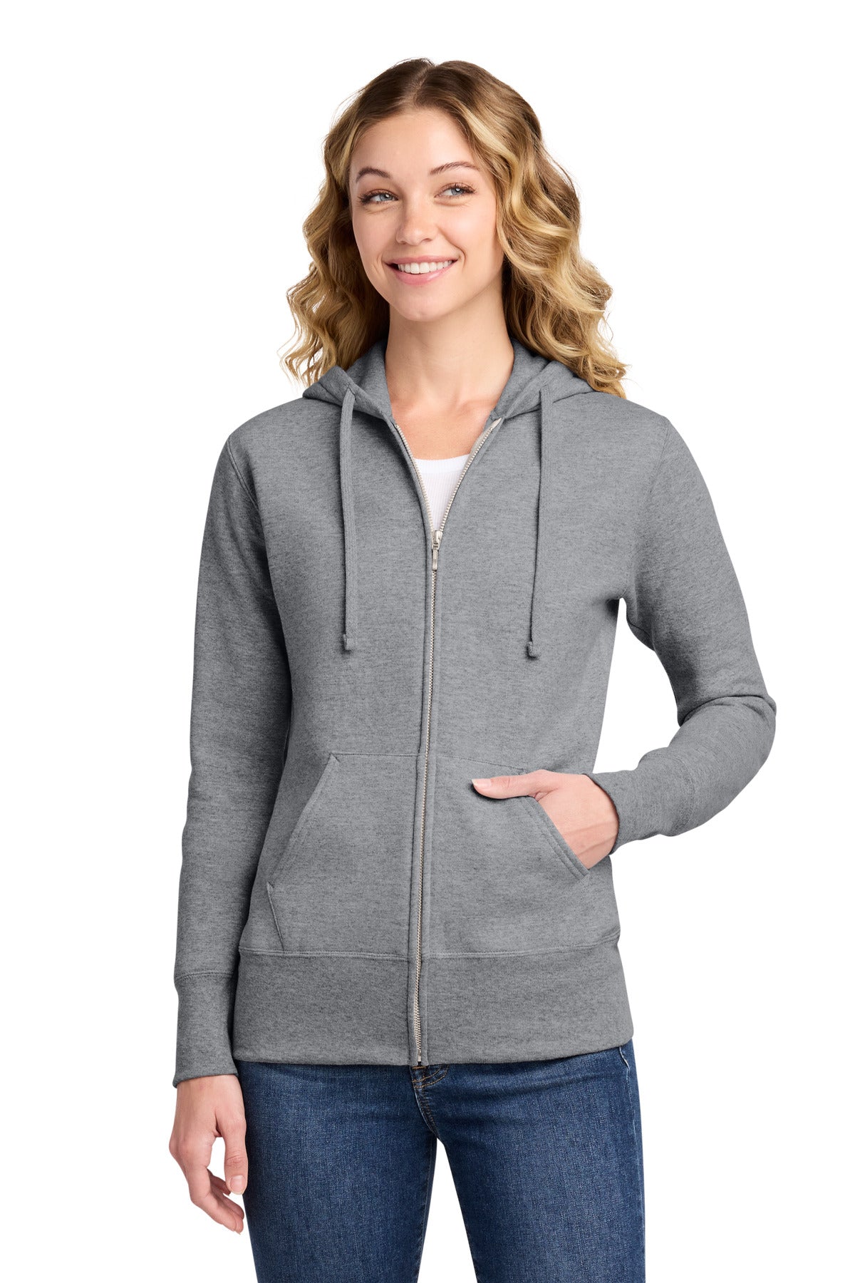 Custom Athletic Heather Women's Core Fleece Full-Zip Hoodie LPC78ZH, personalized by SanCanDo Swag in Argyle, TX