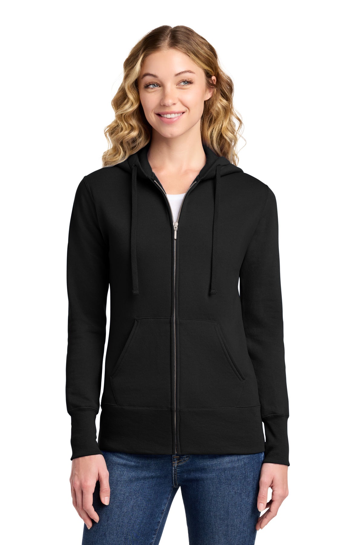 Custom Jet Black Women's Core Fleece Full-Zip Hoodie LPC78ZH, personalized by SanCanDo Swag in Argyle, TX