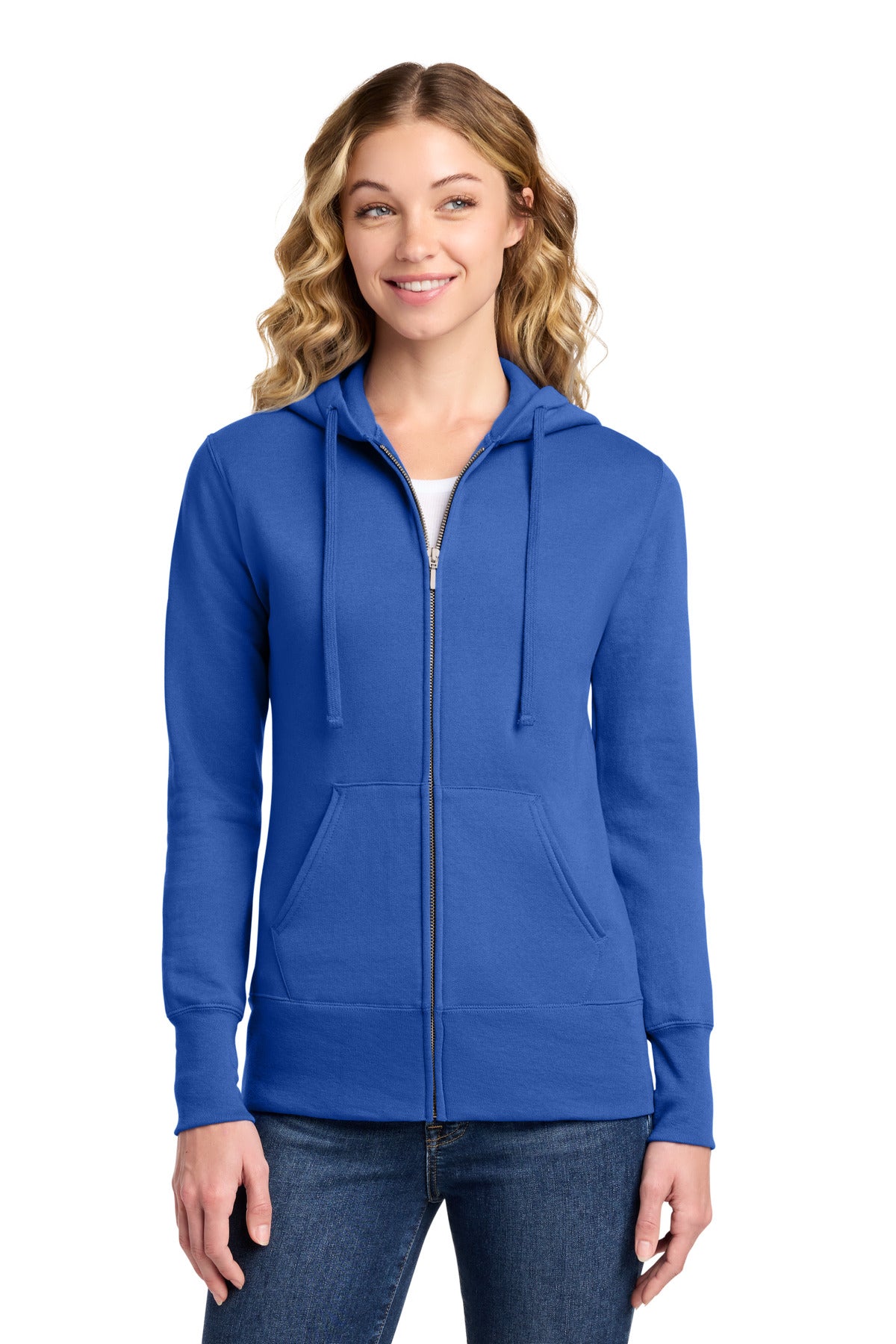 Custom Royal Women's Core Fleece Full-Zip Hoodie LPC78ZH, personalized by SanCanDo Swag in Argyle, TX