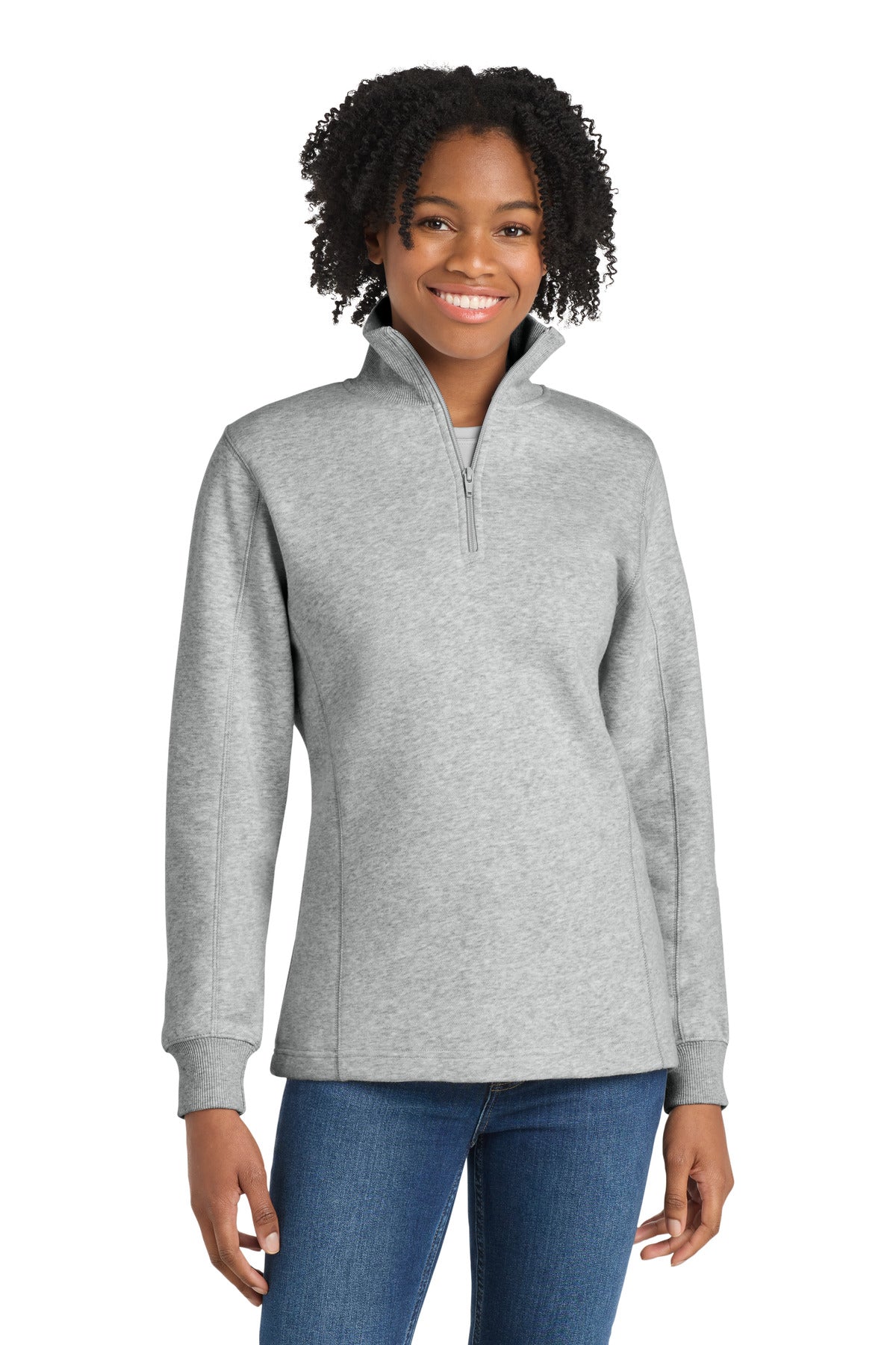 Custom Athletic Heather Women's 1/4-Zip Sweatshirt LST253, personalized by SanCanDo Swag in Argyle, TX