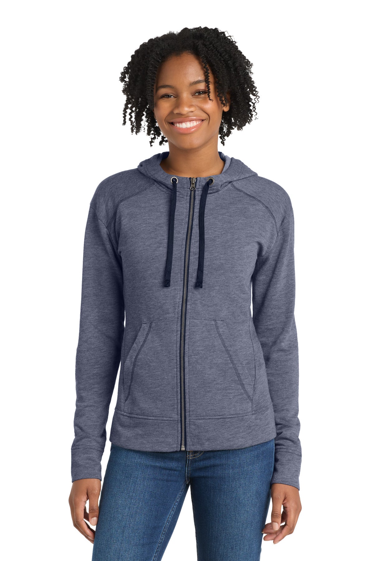 Custom True Navy Heather Fleece Full-Zip Hooded Jacket LST293, personalized by SanCanDo Swag in Argyle, TX
