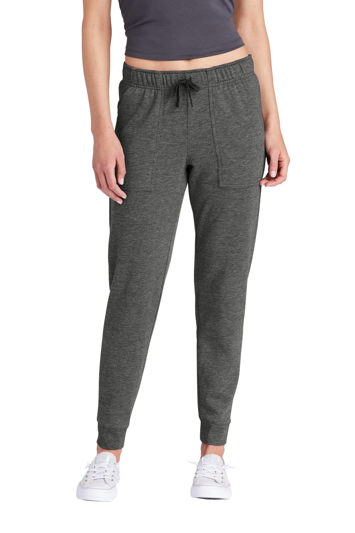 Custom Dark Grey Heather PosiCharge Tri-Blend Wicking Fleece Jogger LST299, personalized by SanCanDo Swag in Argyle, TX