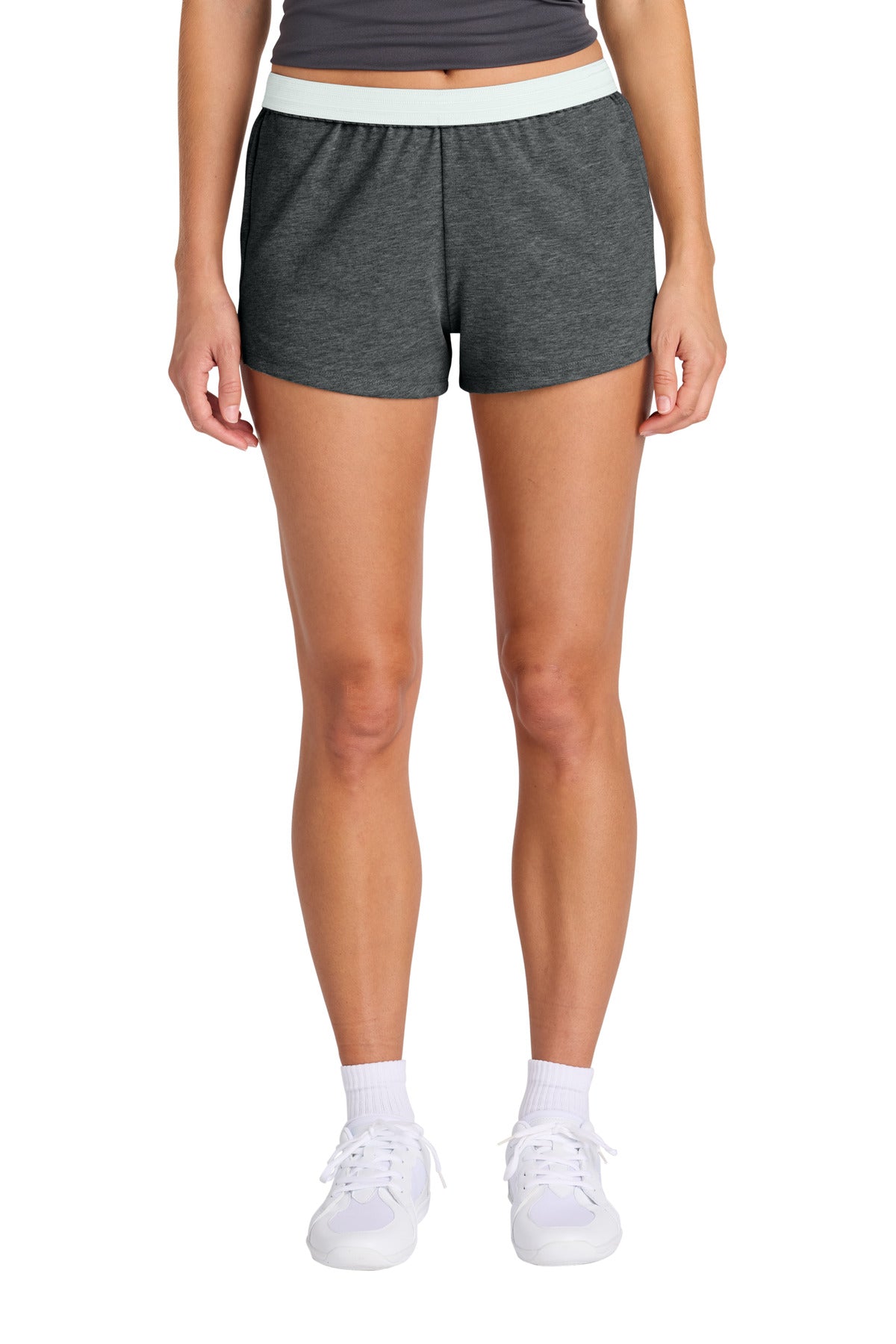 Custom Dark Grey Heather Women's Jersey Knit Squad Short LST311, personalized by SanCanDo Swag in Argyle, TX