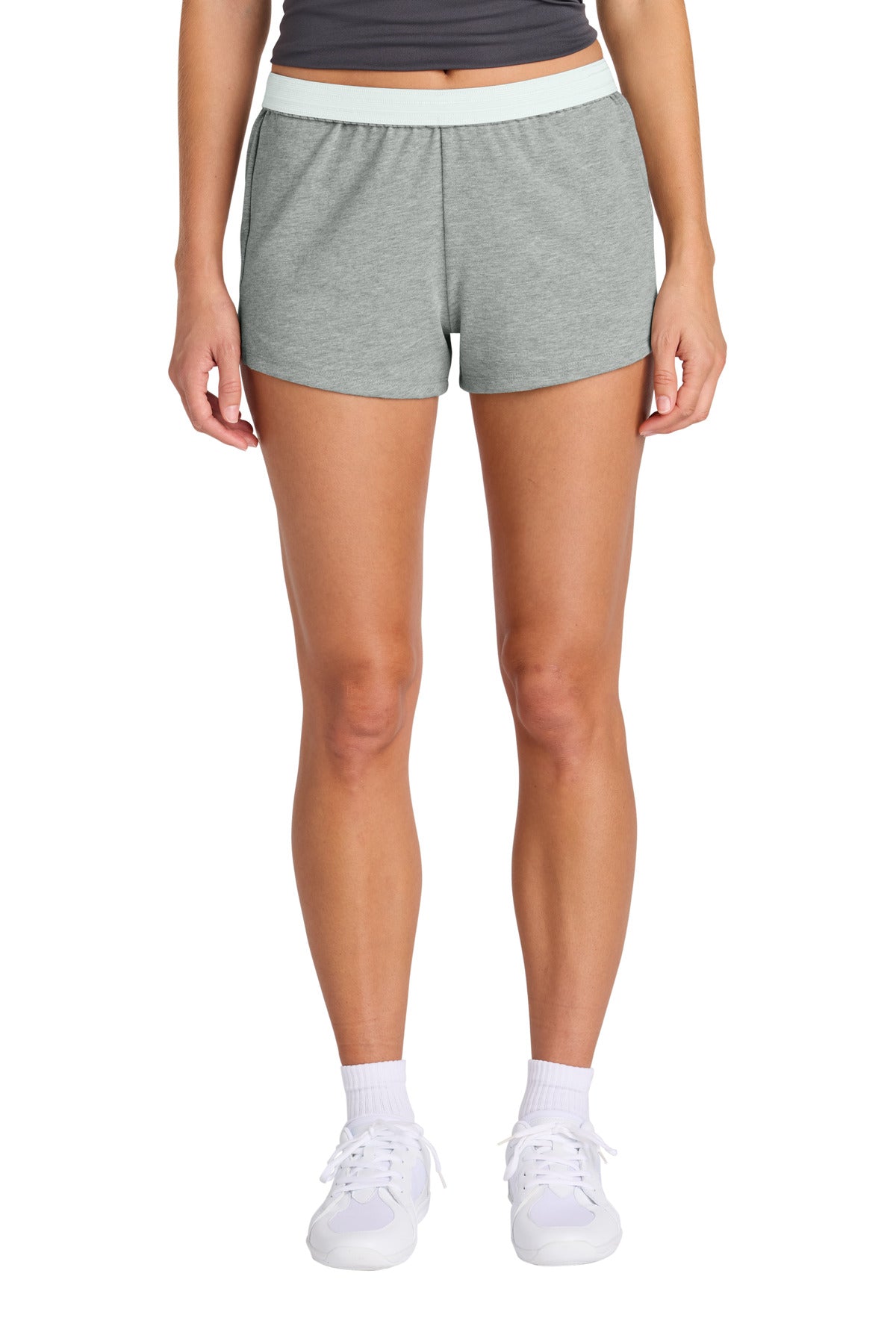 Custom Heather Grey Women's Jersey Knit Squad Short LST311, personalized by SanCanDo Swag in Argyle, TX