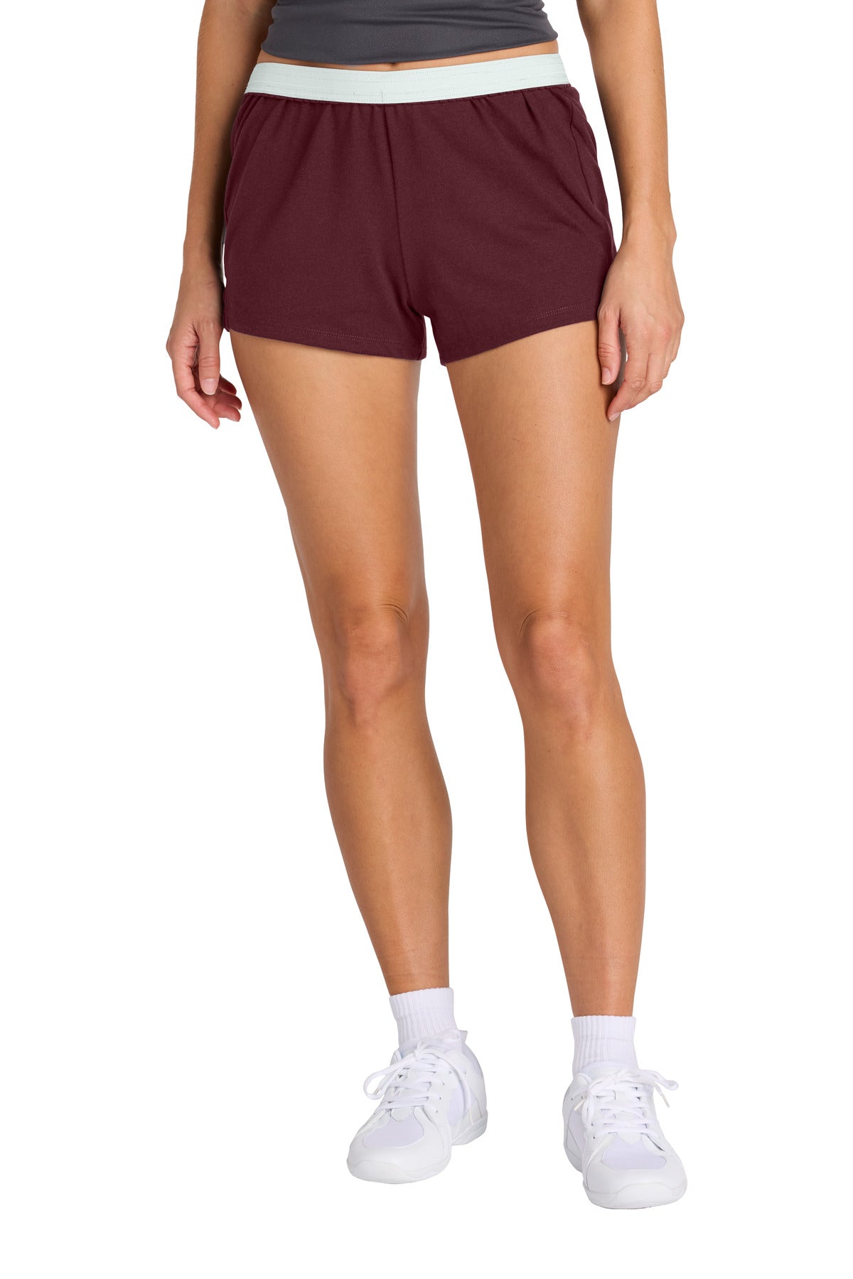 Custom Maroon Women's Jersey Knit Squad Short LST311, personalized by SanCanDo Swag in Argyle, TX