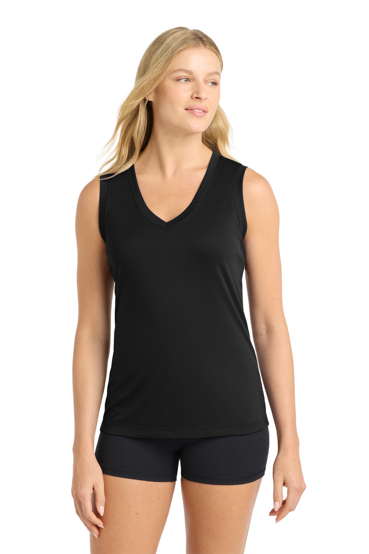 Custom Black Women's PosiCharge Competitor V-Neck Tank LST352, personalized by SanCanDo Swag in Argyle, TX