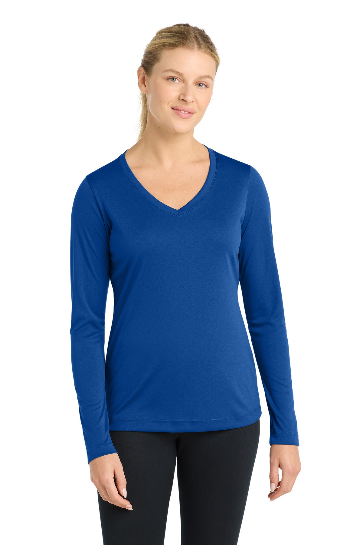 Custom True Royal PosiCharge Competitor V-Neck Tee LST353LS, personalized by SanCanDo Swag in Argyle, TX