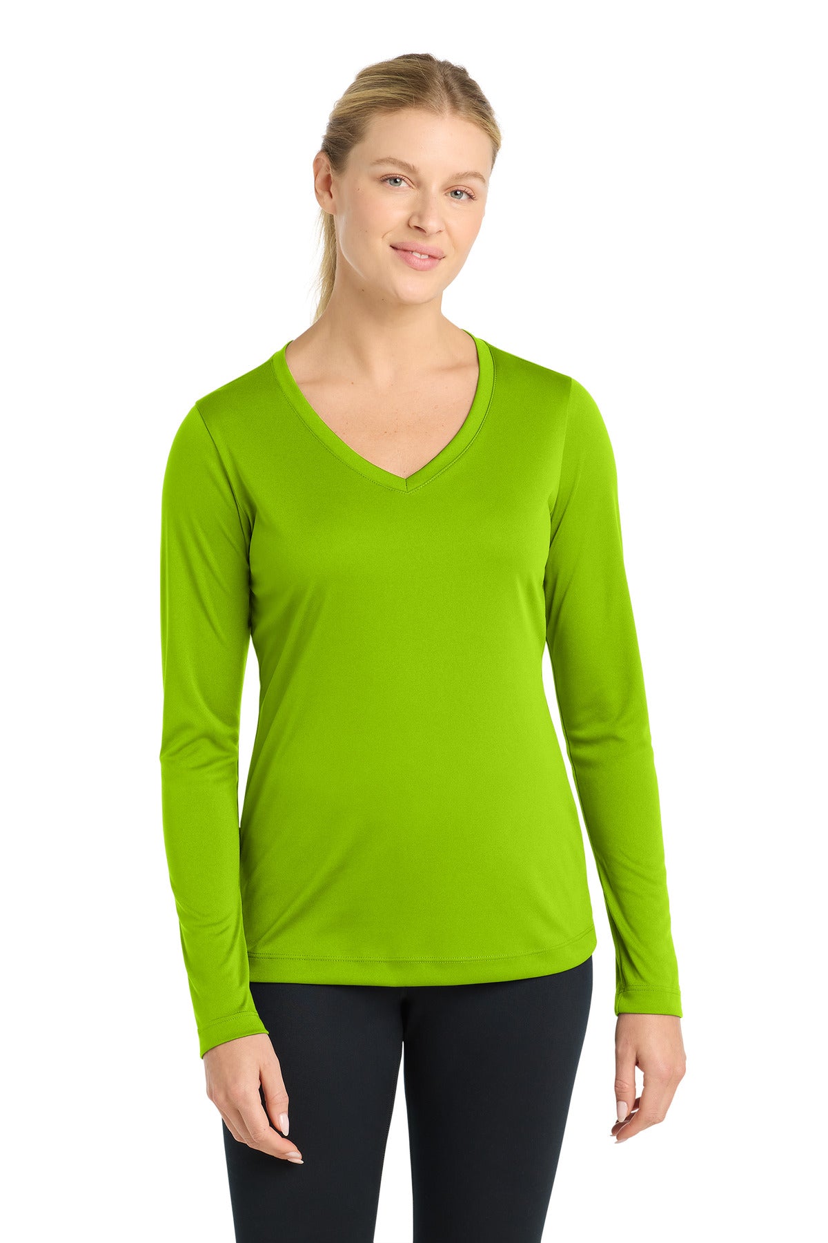 Custom Lime Shock PosiCharge Competitor V-Neck Tee LST353LS, personalized by SanCanDo Swag in Argyle, TX