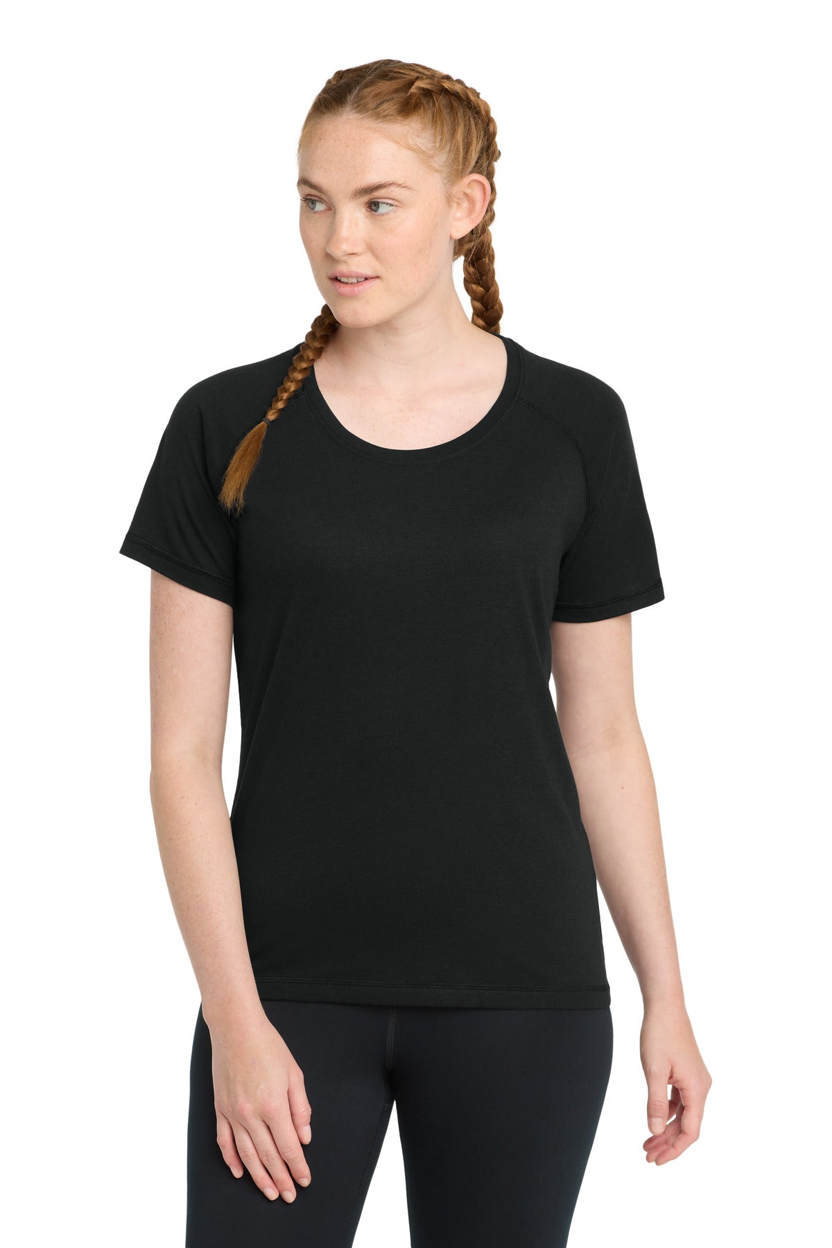 Custom Black Triad Solid Scoop Neck Raglan Tee LST400, personalized by SanCanDo Swag in Argyle, TX