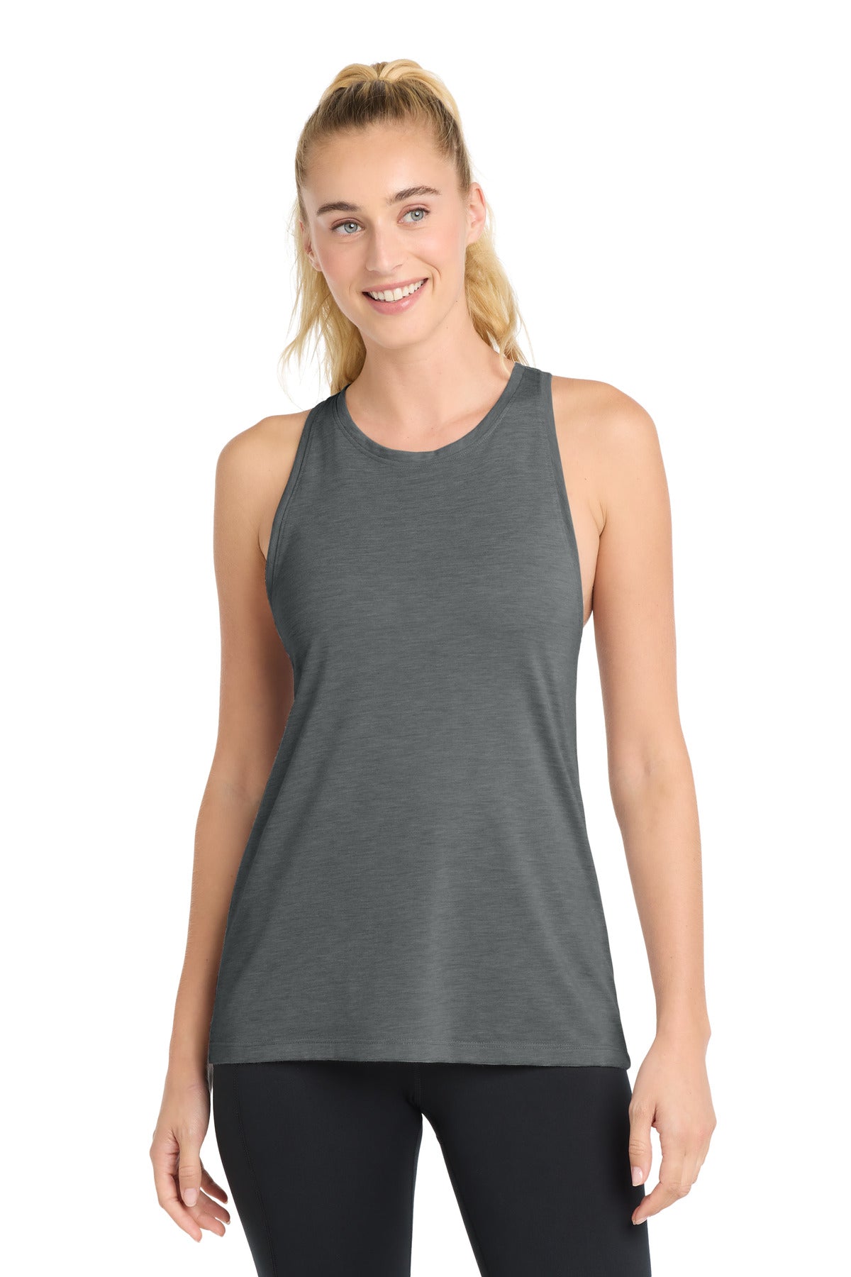Custom Dark Grey Heather PosiCharge Tri-Blend Wicking Tank LST402, personalized by SanCanDo Swag in Argyle, TX