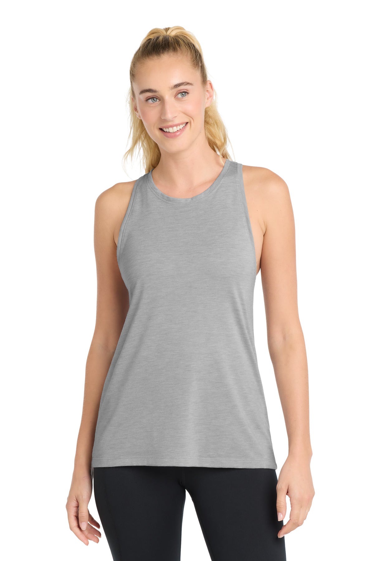 Custom Light Grey Heather PosiCharge Tri-Blend Wicking Tank LST402, personalized by SanCanDo Swag in Argyle, TX