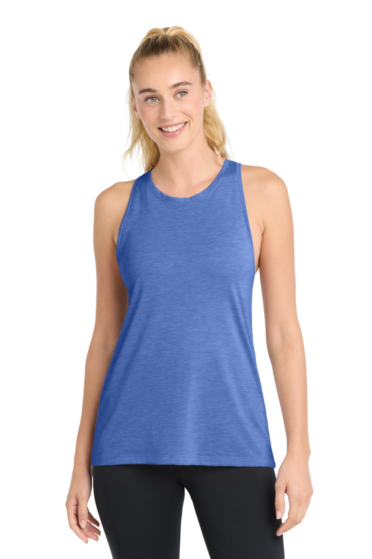 Custom True Royal Heather PosiCharge Tri-Blend Wicking Tank LST402, personalized by SanCanDo Swag in Argyle, TX
