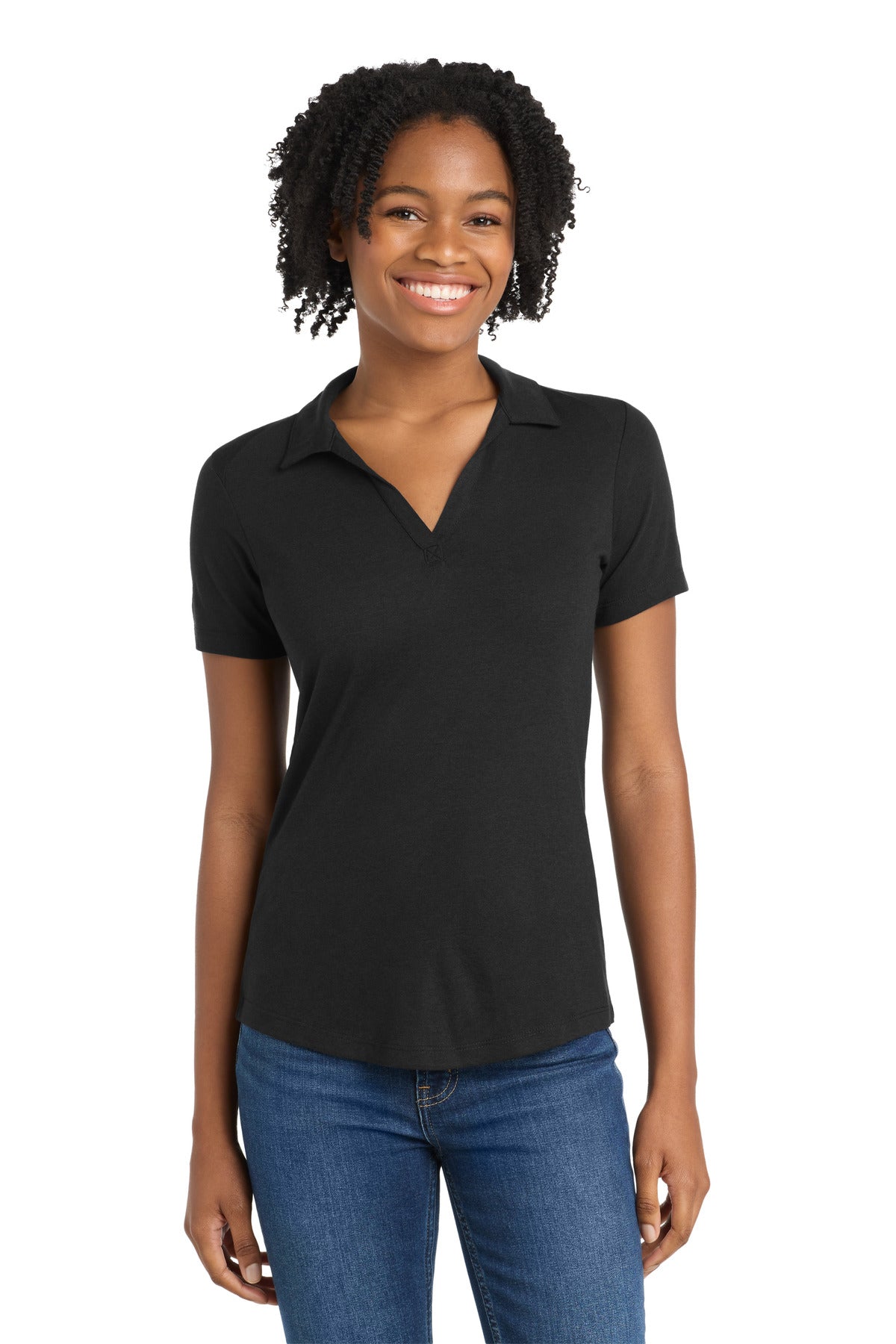 Custom Black Triad Solid PosiCharge Tri-Blend Wicking Polo LST405, personalized by SanCanDo Swag in Argyle, TX