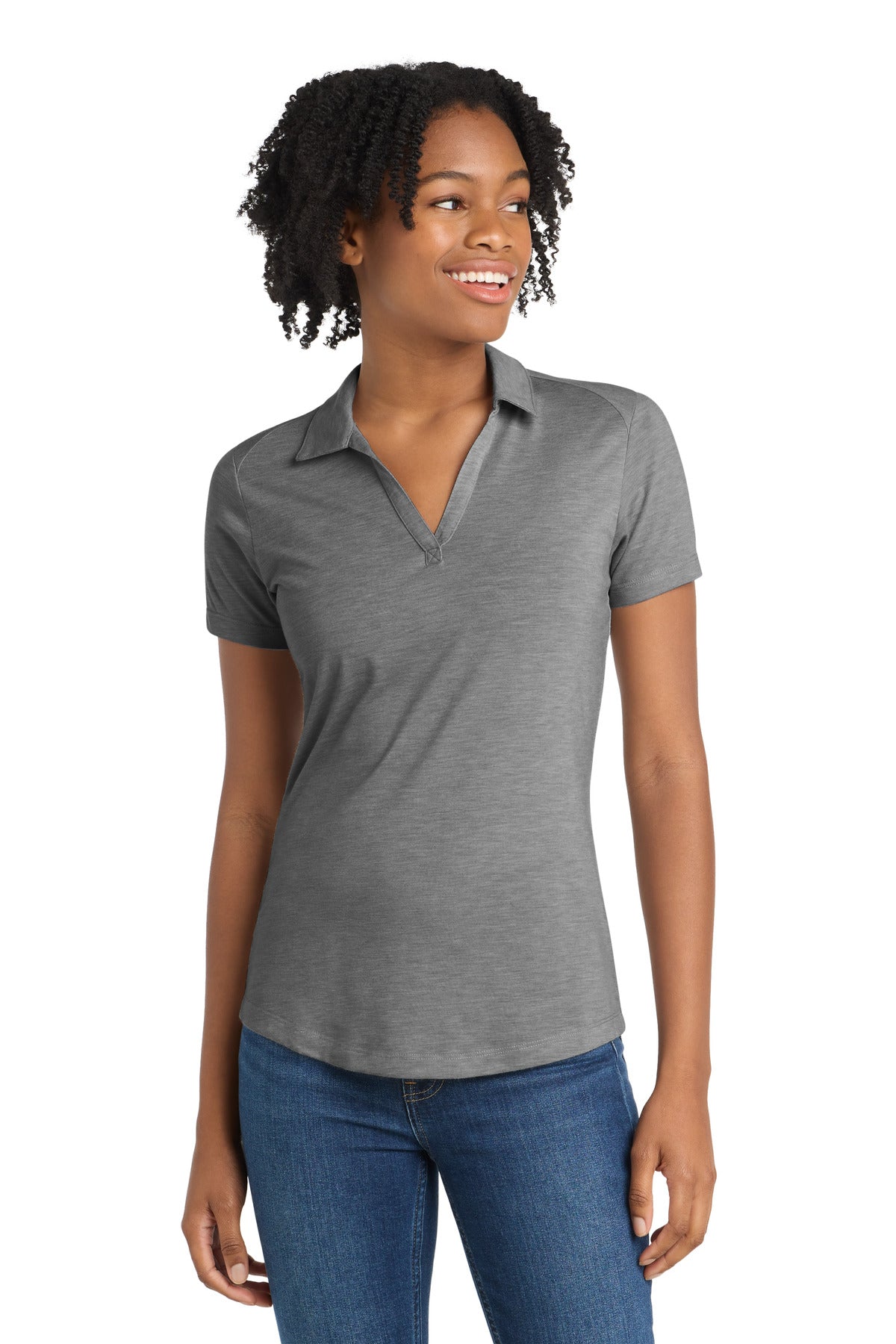 Custom Dark Grey Heather PosiCharge Tri-Blend Wicking Polo LST405, personalized by SanCanDo Swag in Argyle, TX