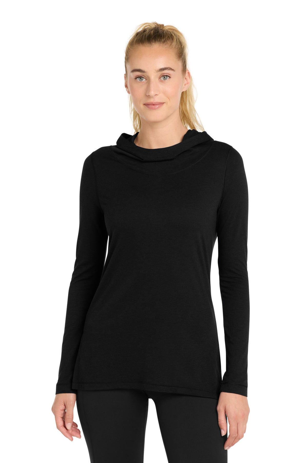 Custom Black Triad Solid Wicking Long Sleeve Hoodie LST406, personalized by SanCanDo Swag in Argyle, TX