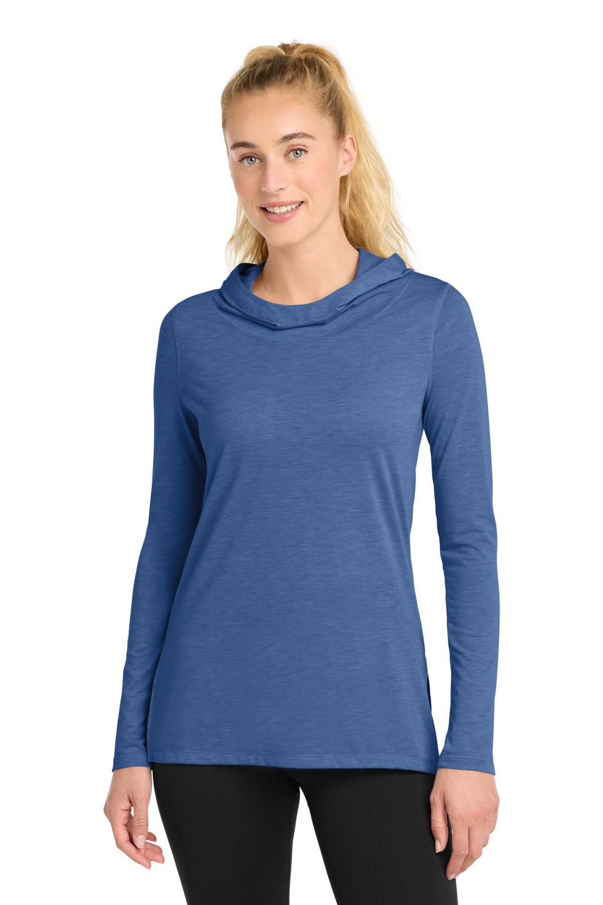 Custom True Royal Heather Wicking Long Sleeve Hoodie LST406, personalized by SanCanDo Swag in Argyle, TX