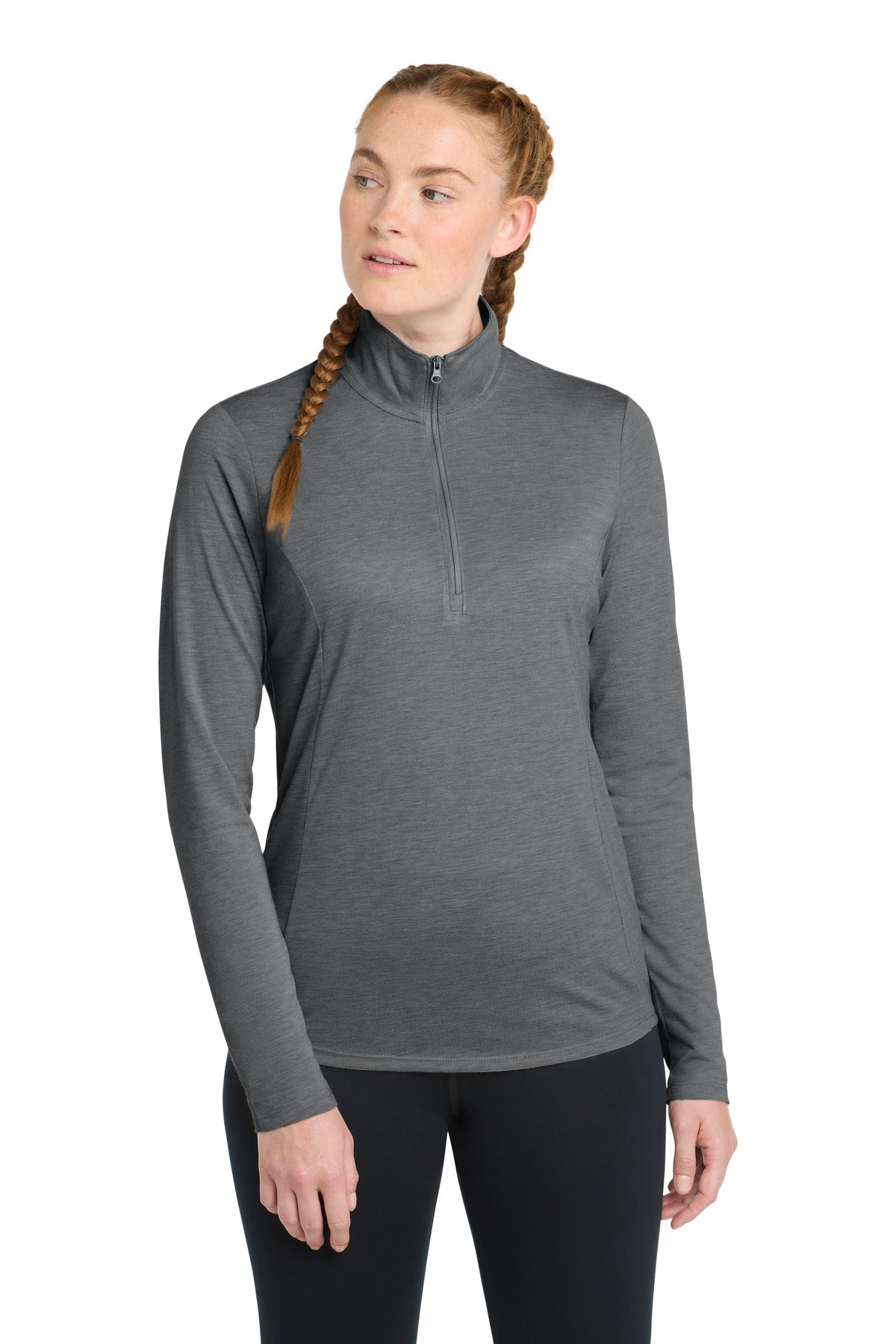 Custom Dark Grey Heather Tri-Blend Wicking 1/4-Zip Pullover LST407, personalized by SanCanDo Swag in Argyle, TX