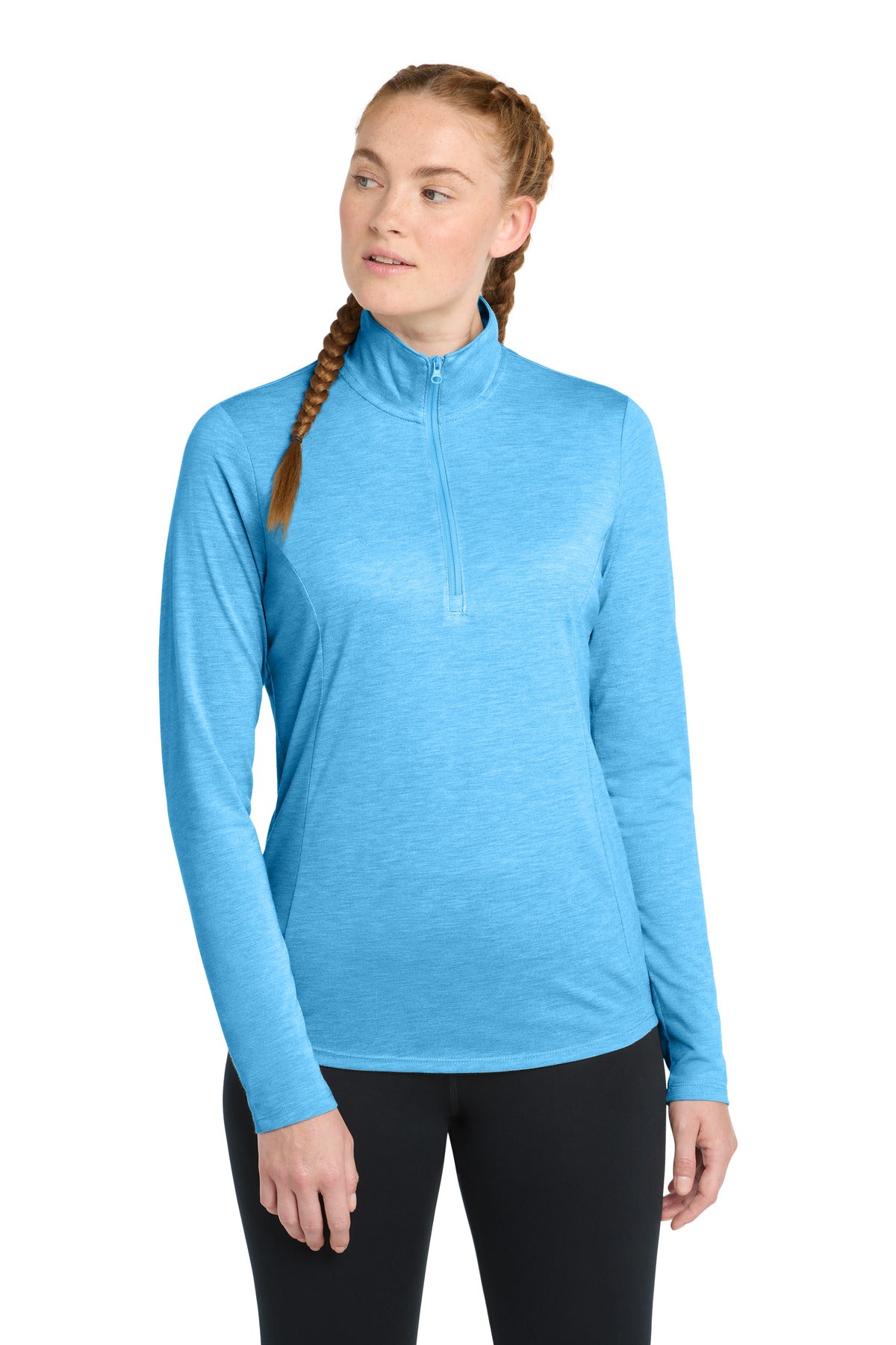 Custom Pond Blue Heather Tri-Blend Wicking 1/4-Zip Pullover LST407, personalized by SanCanDo Swag in Argyle, TX